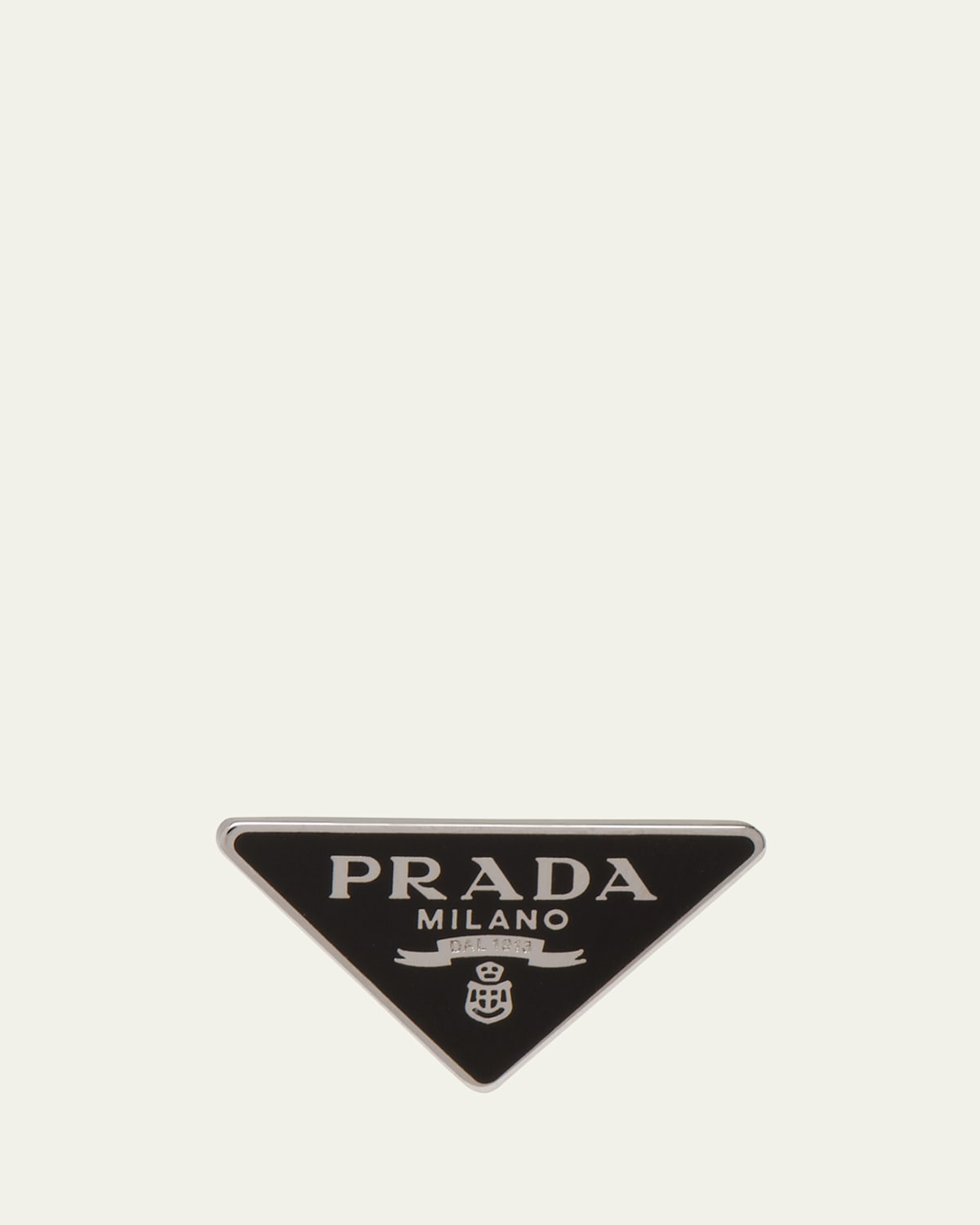Enamel Triangle Logo Clip Earring, Left