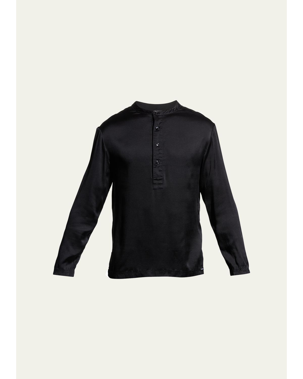 Men'S Silk Henley Pajama Shirt