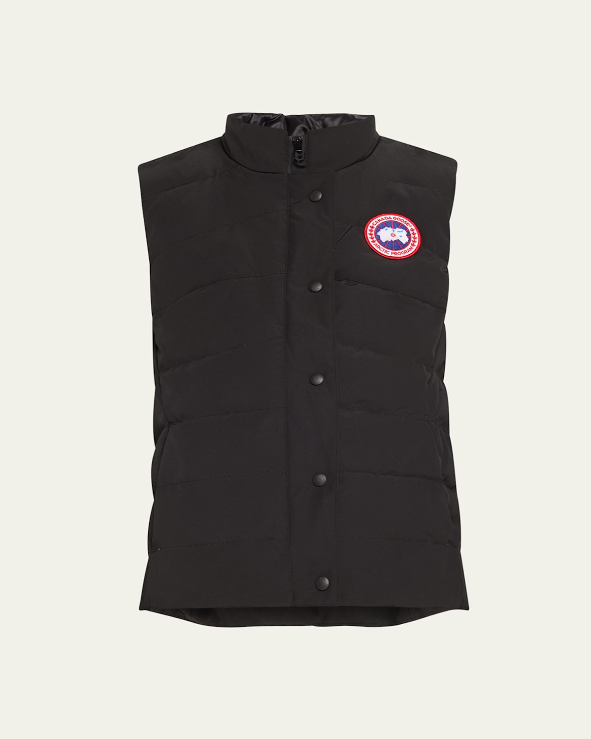 Canada Goose Quilted Black Vest With High Collar And Snap-button Closure In Black