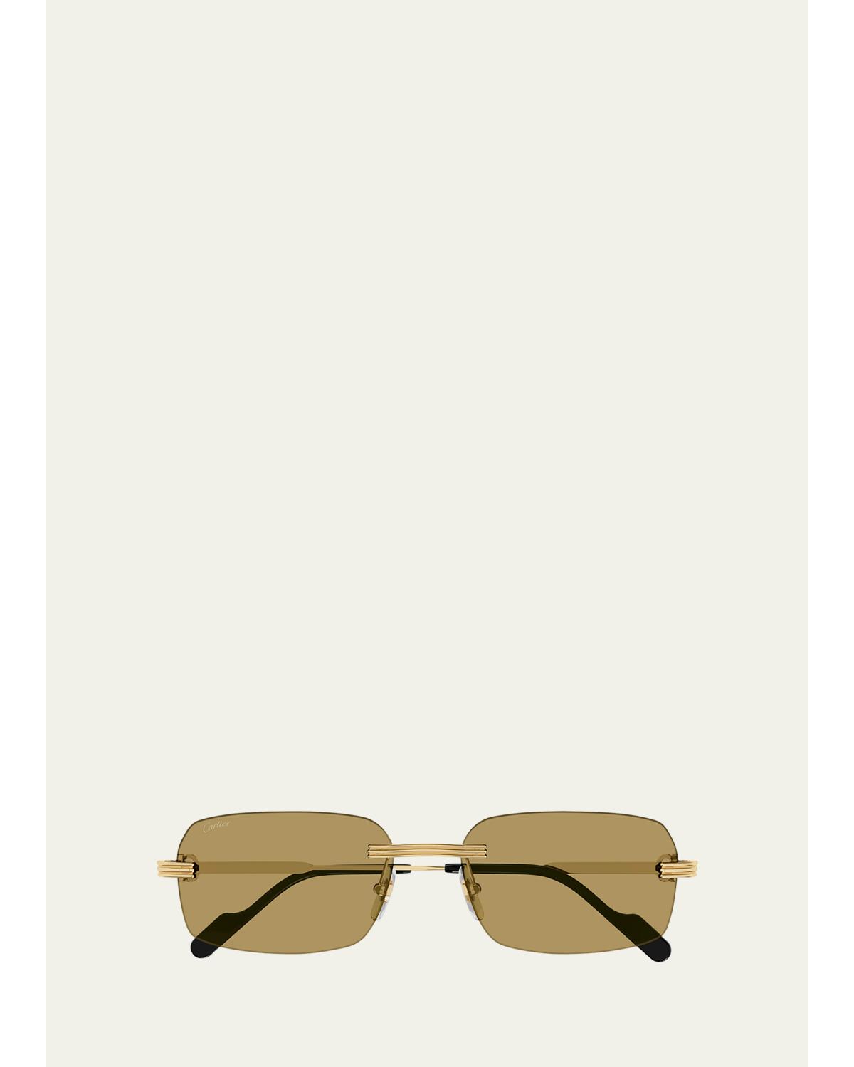 Men's Rimless Rectangle Metal Sunglasses