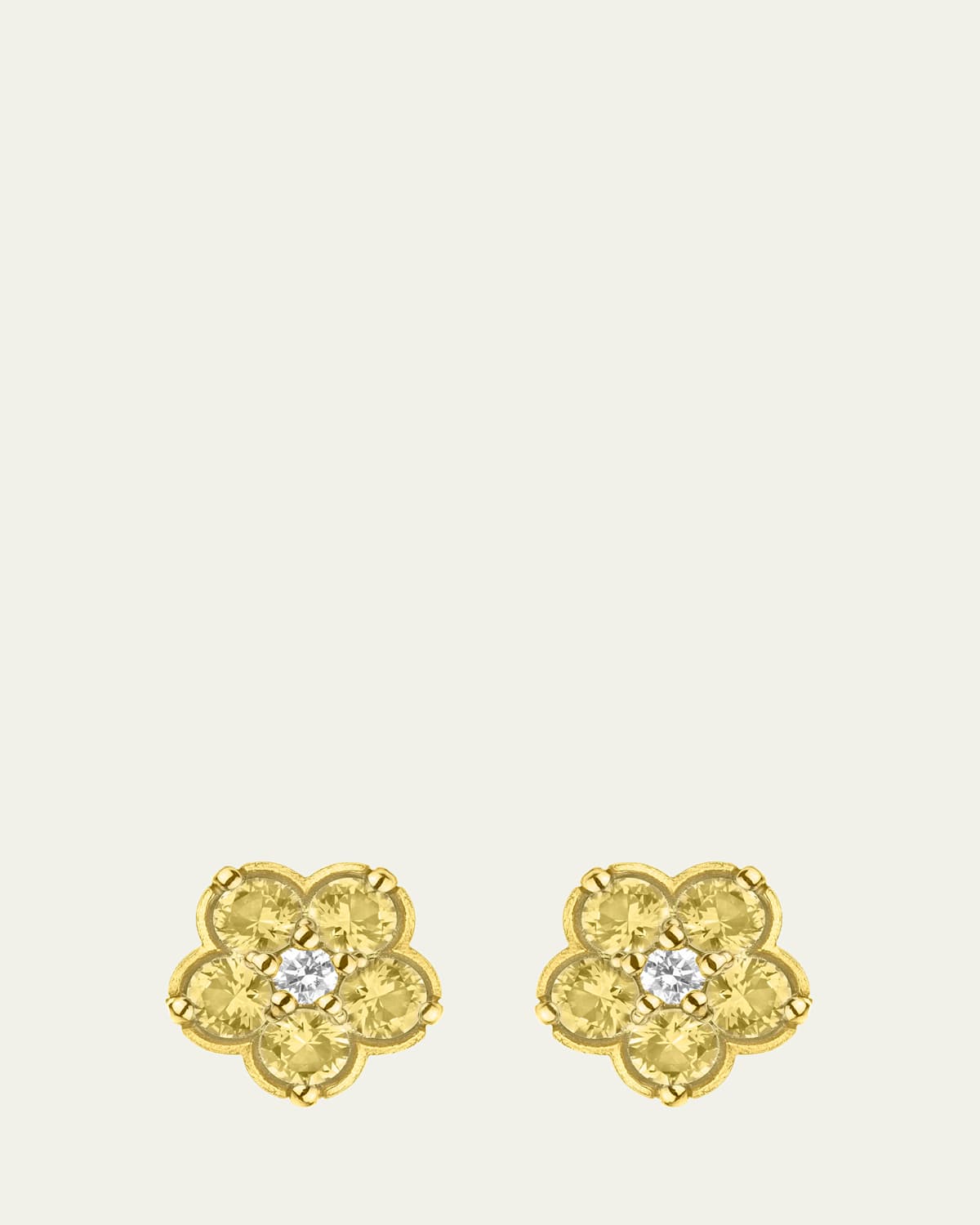 18K Yellow Gold Mini Wild Child Earrings with Diamonds and Yellow Sapphires