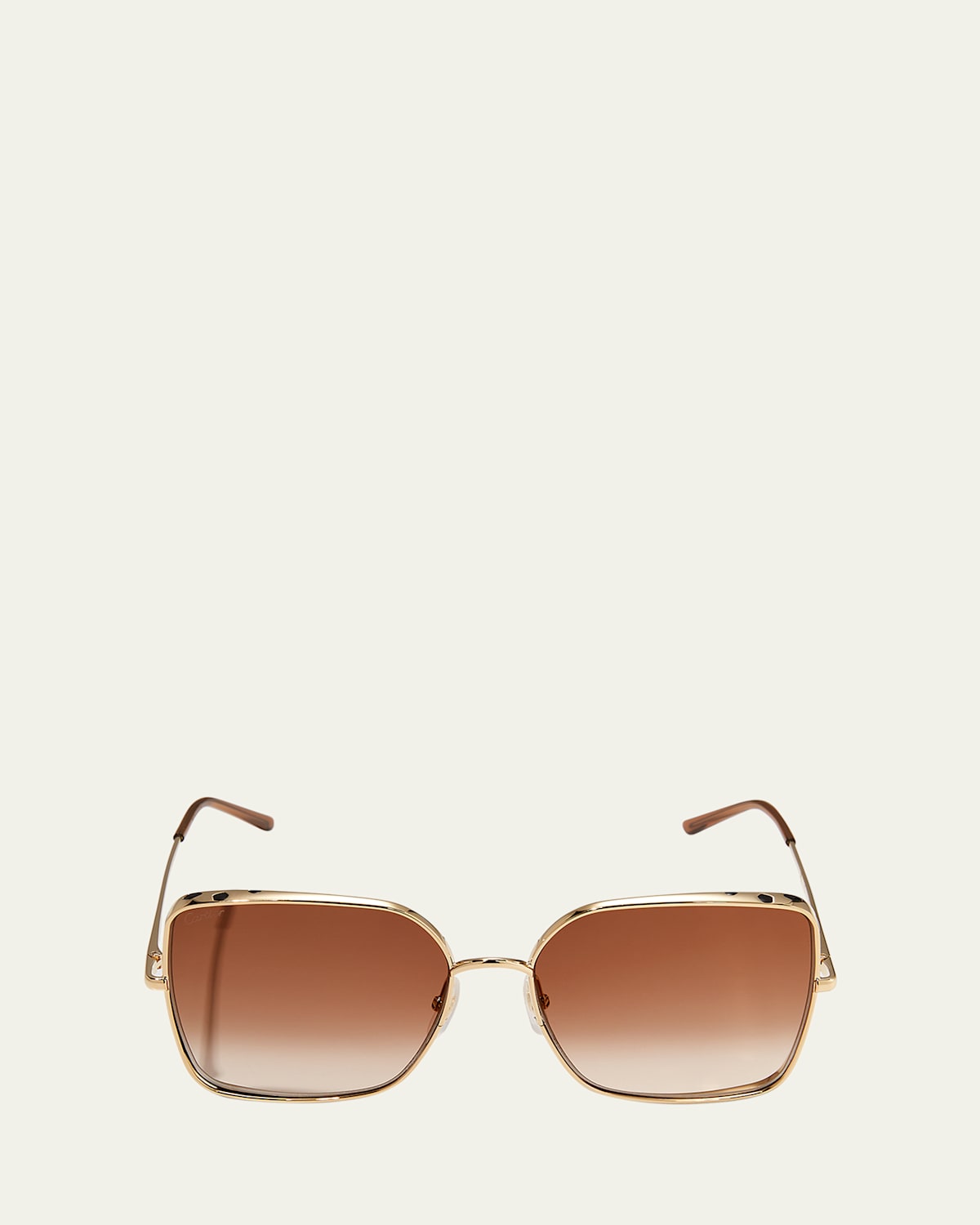 Cartier Oversized Rectangle Metal Sunglasses In Smooth Golden