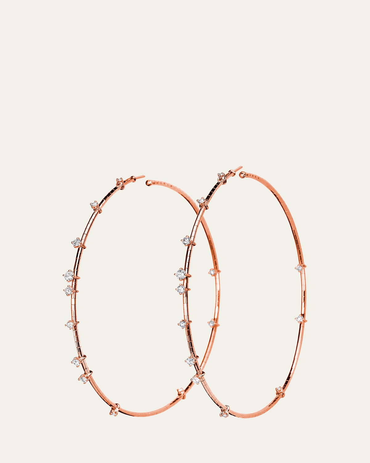 Rose Gold Hoop with Diamonds, 7.5CM