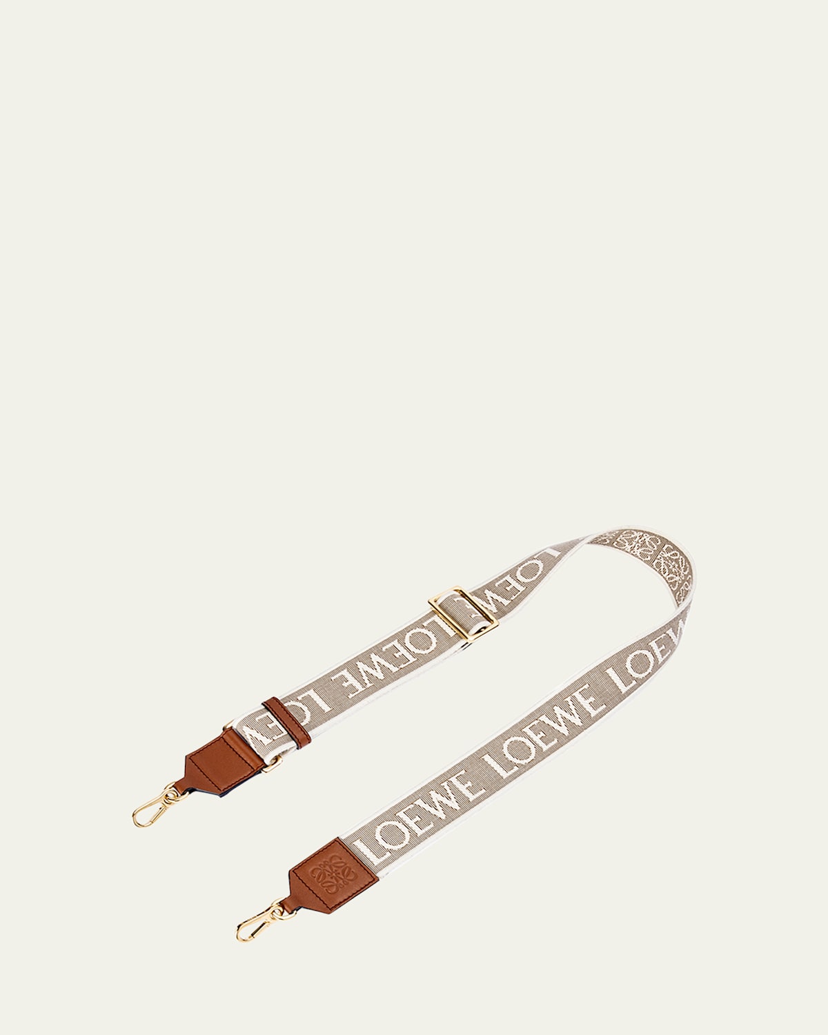 Loewe Leather And Canvas Logo Bag Strap In Gray
