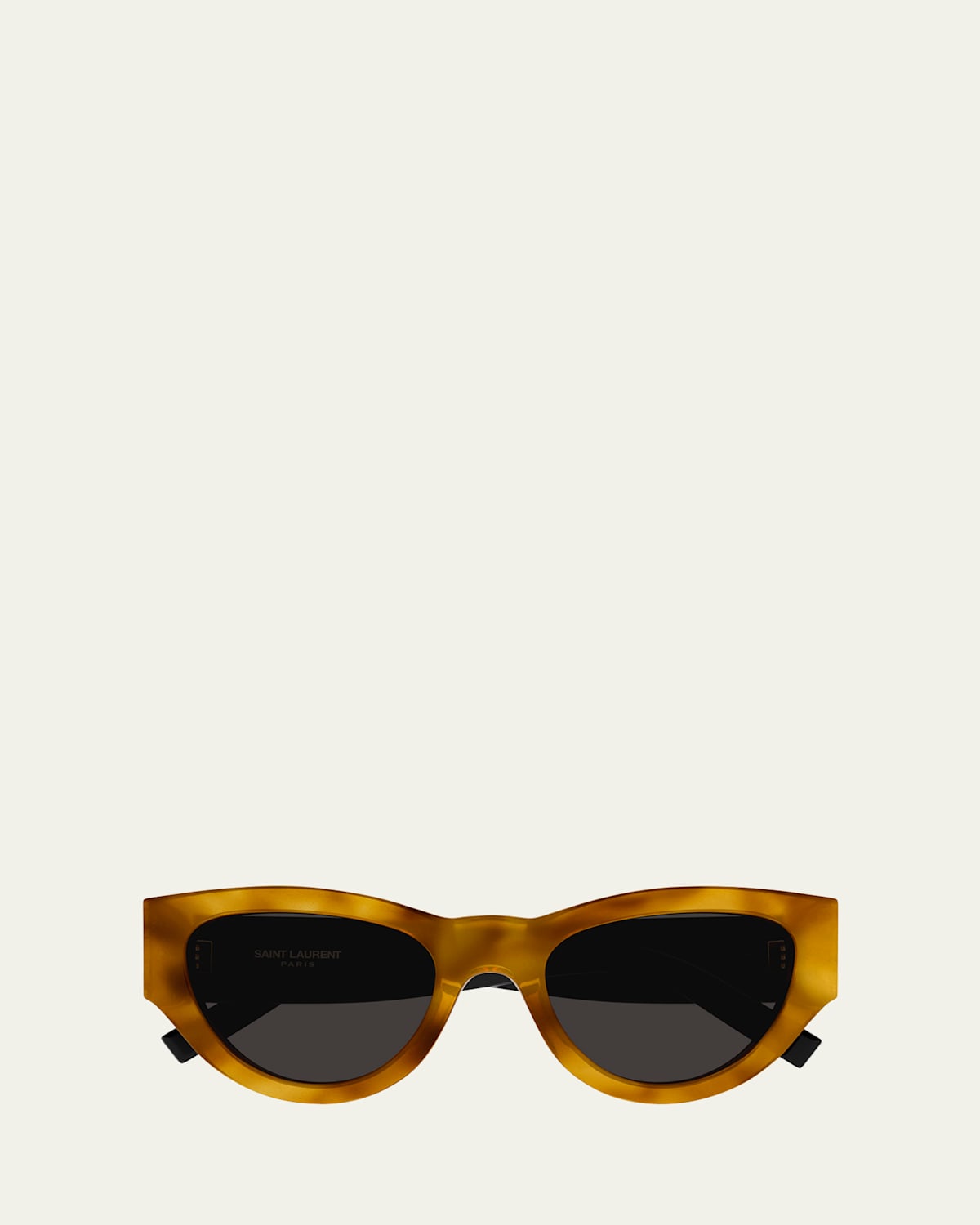 Saint Laurent Ysl Acetate Cat-eye Sunglasses In Shiny Brownyellow Havana