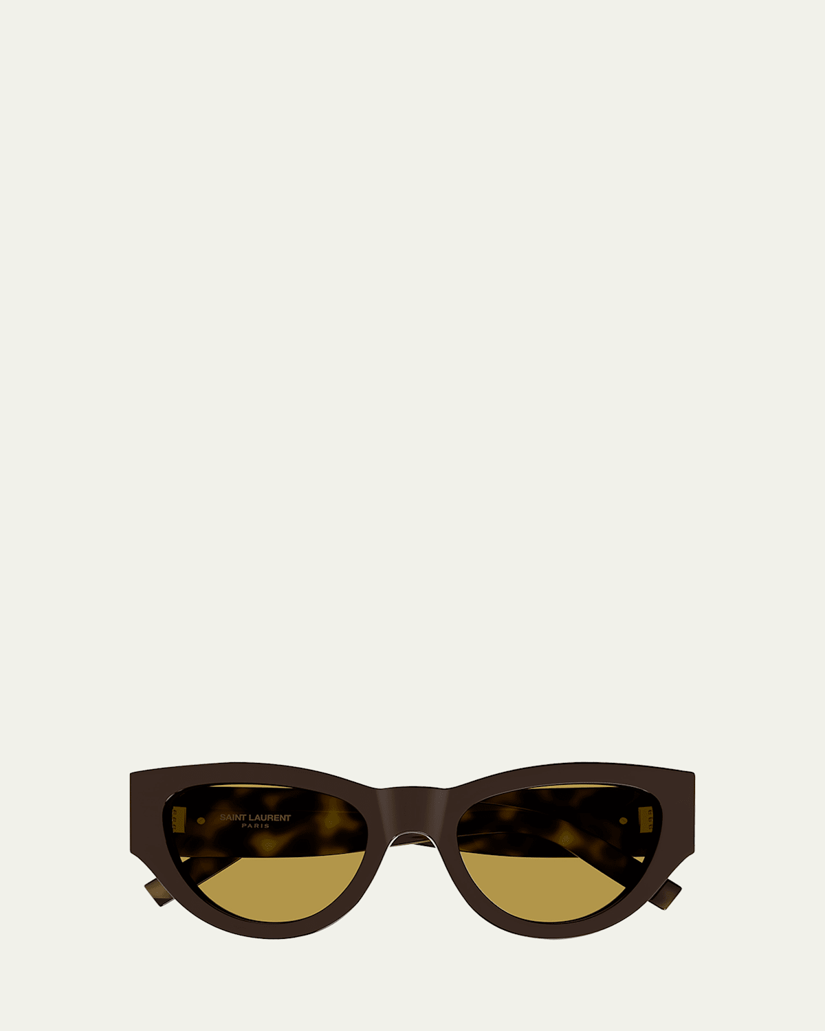 Saint Laurent Ysl Acetate Cat-eye Sunglasses In Shiny Solid Dark Brown
