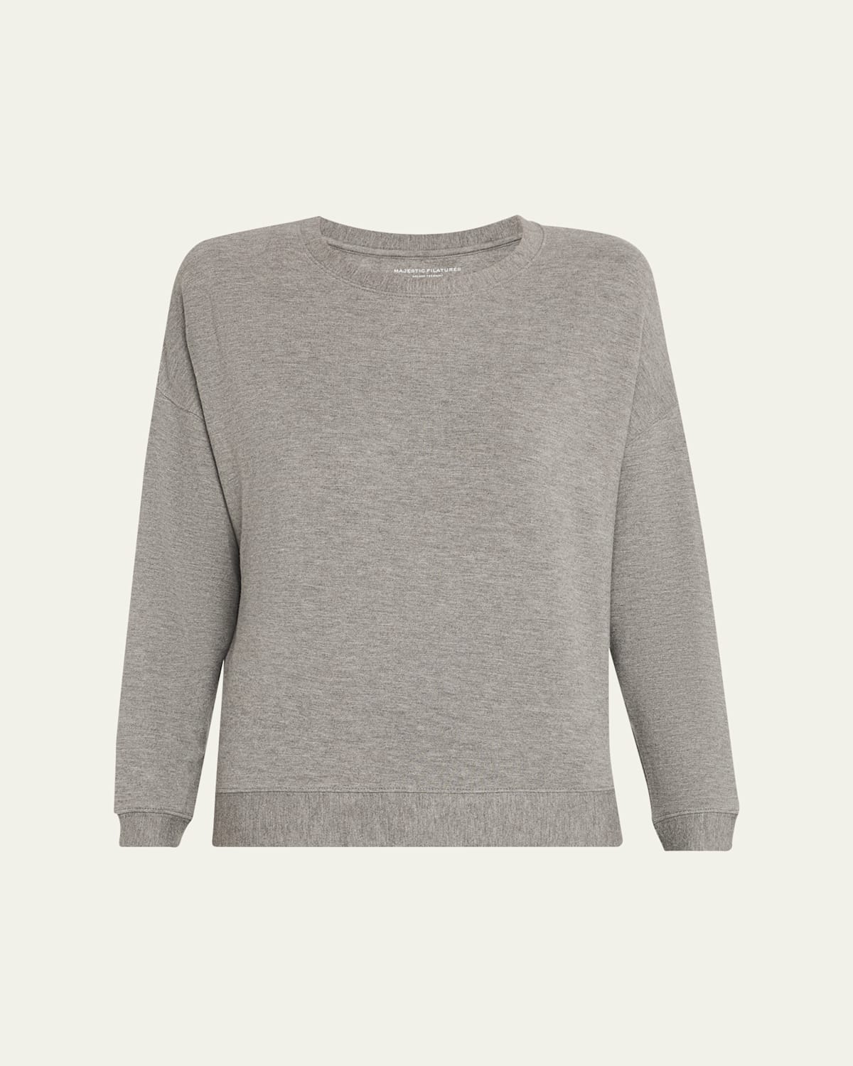 Majestic Crewneck French Terry Pullover In Gray