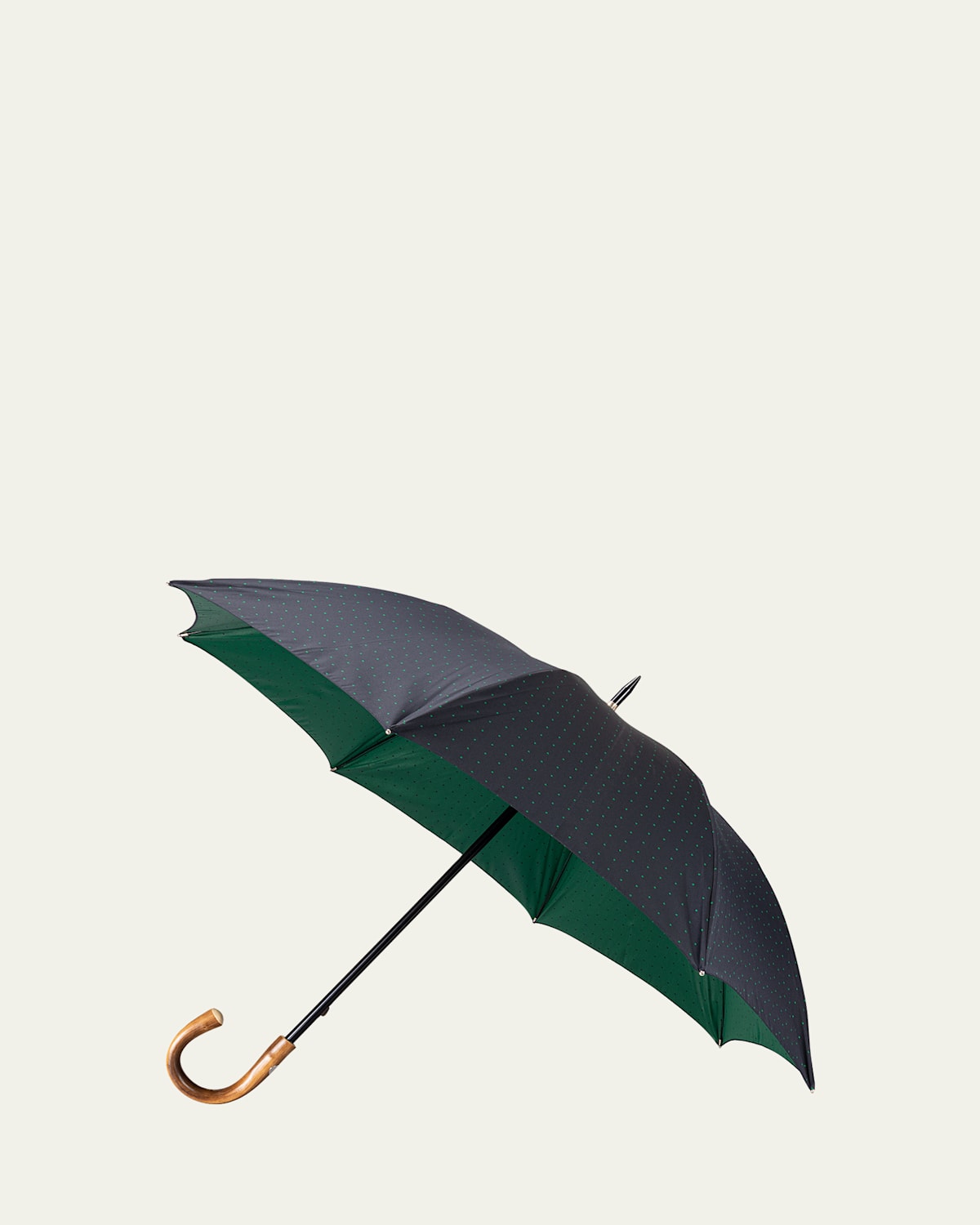Bergdorf Goodman Men's Pindot Umbrella with Chestnut Handle
