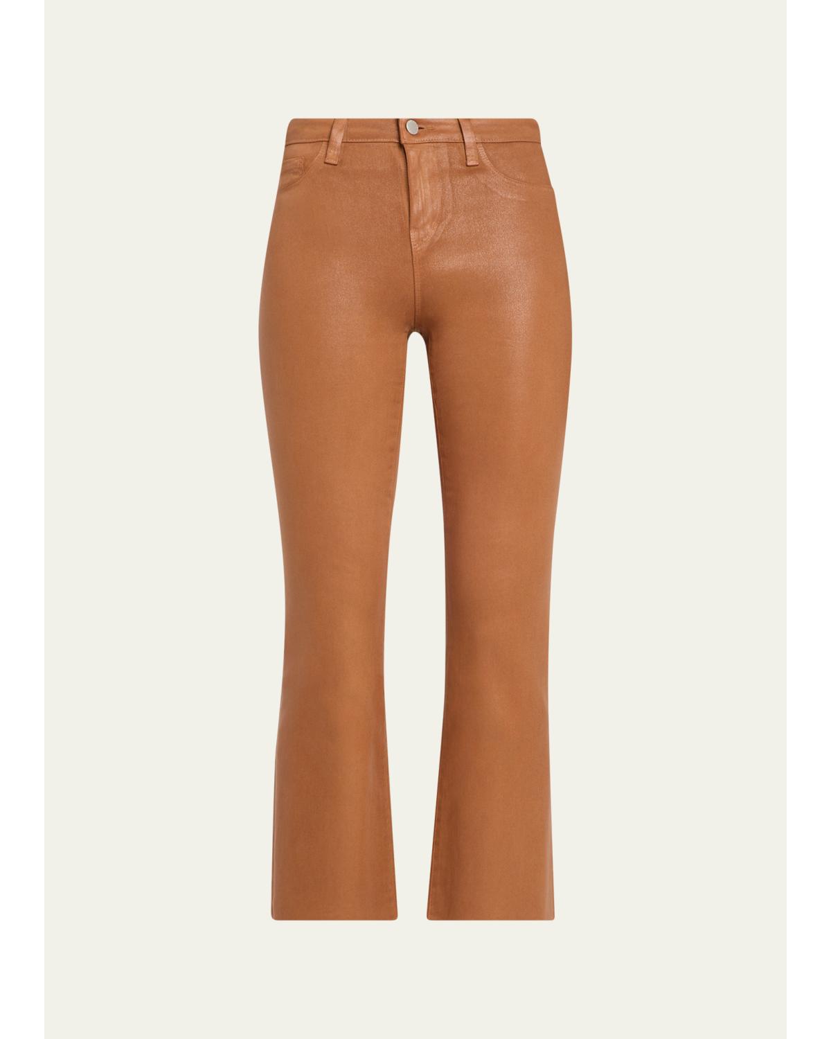 Kendra High-Rise Coated Crop Flare Jeans