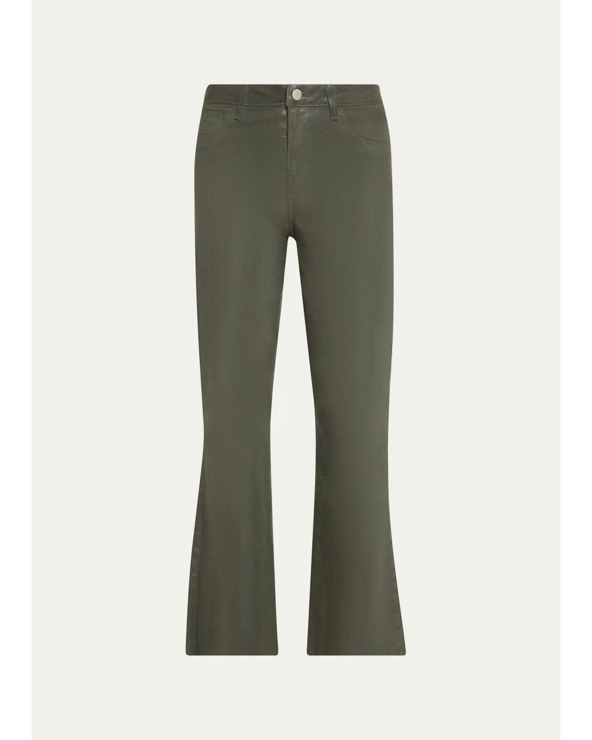 Kendra High-Rise Coated Crop Flare Jeans