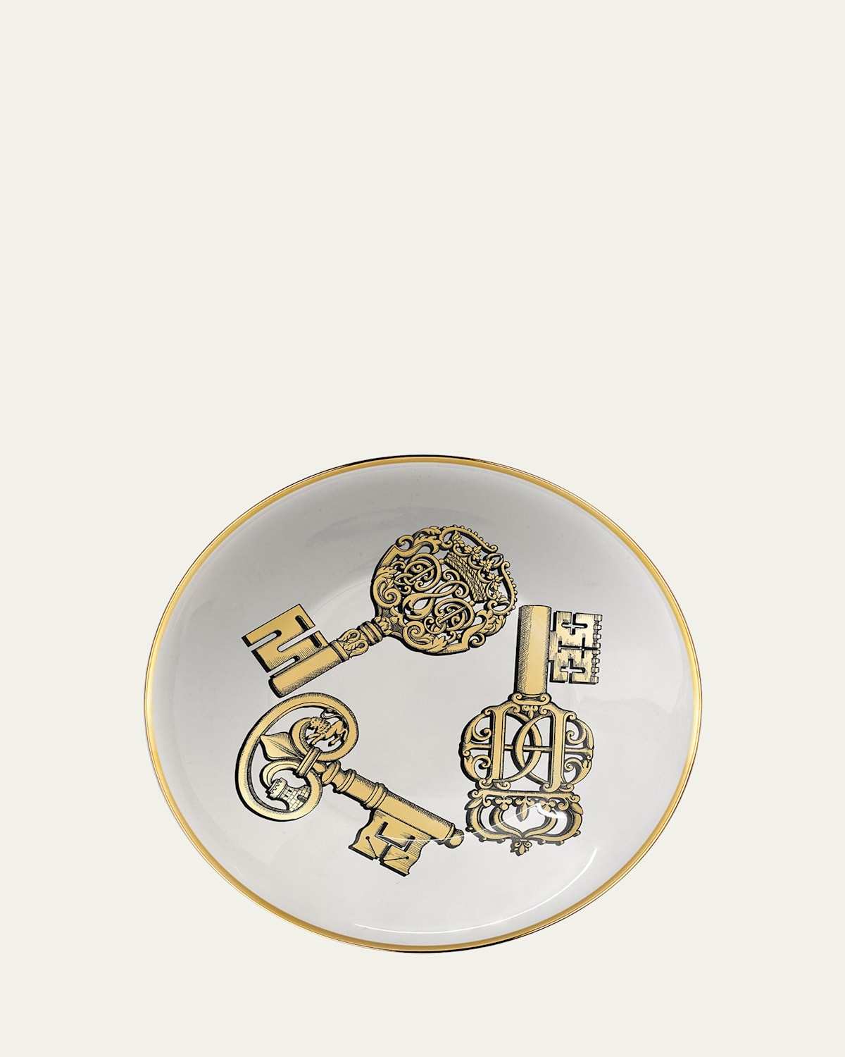 Fornasetti Chiavi Gold Centerpiece In Black/white