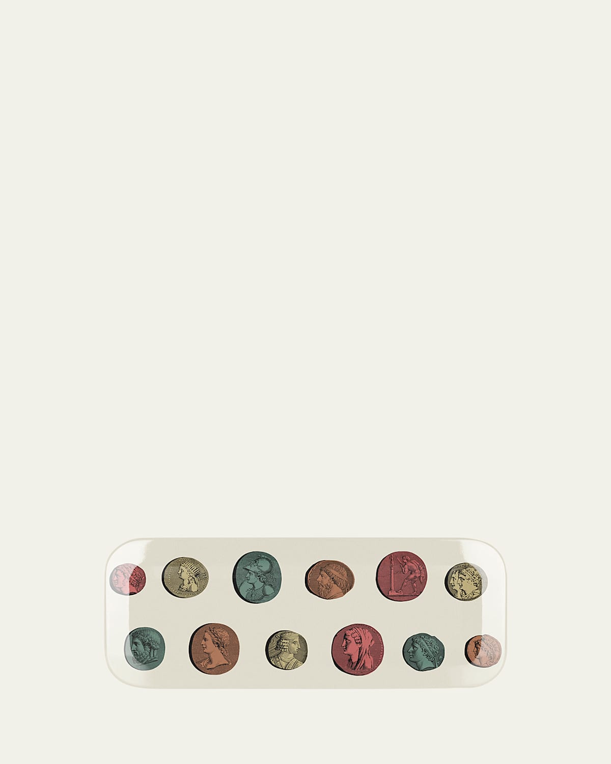 Fornasetti Cammel Tray - 25x60 Cm In White Multi