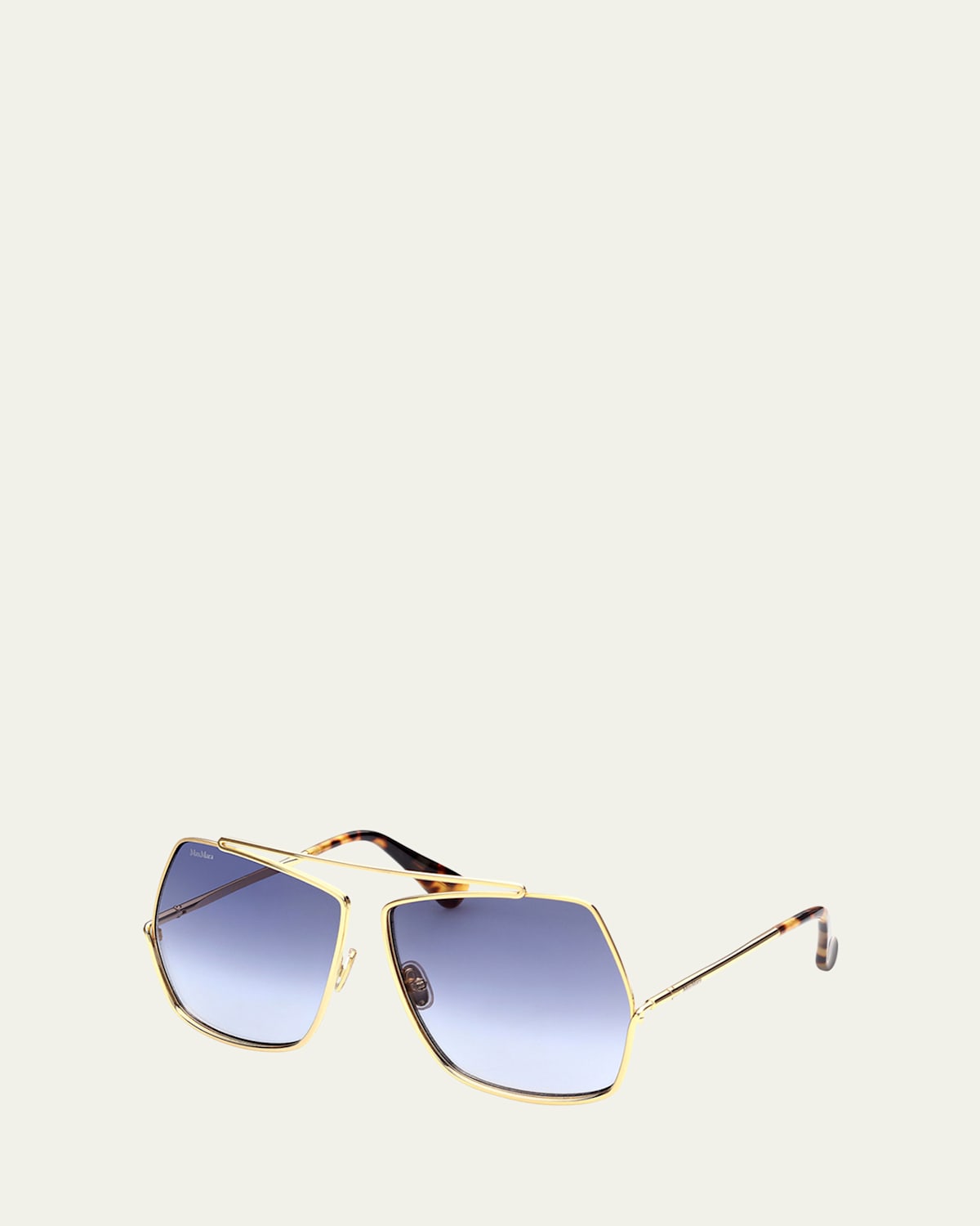Max Mara Oversized Geometric-frame Aviator Sunglasses In Yellow / Blue