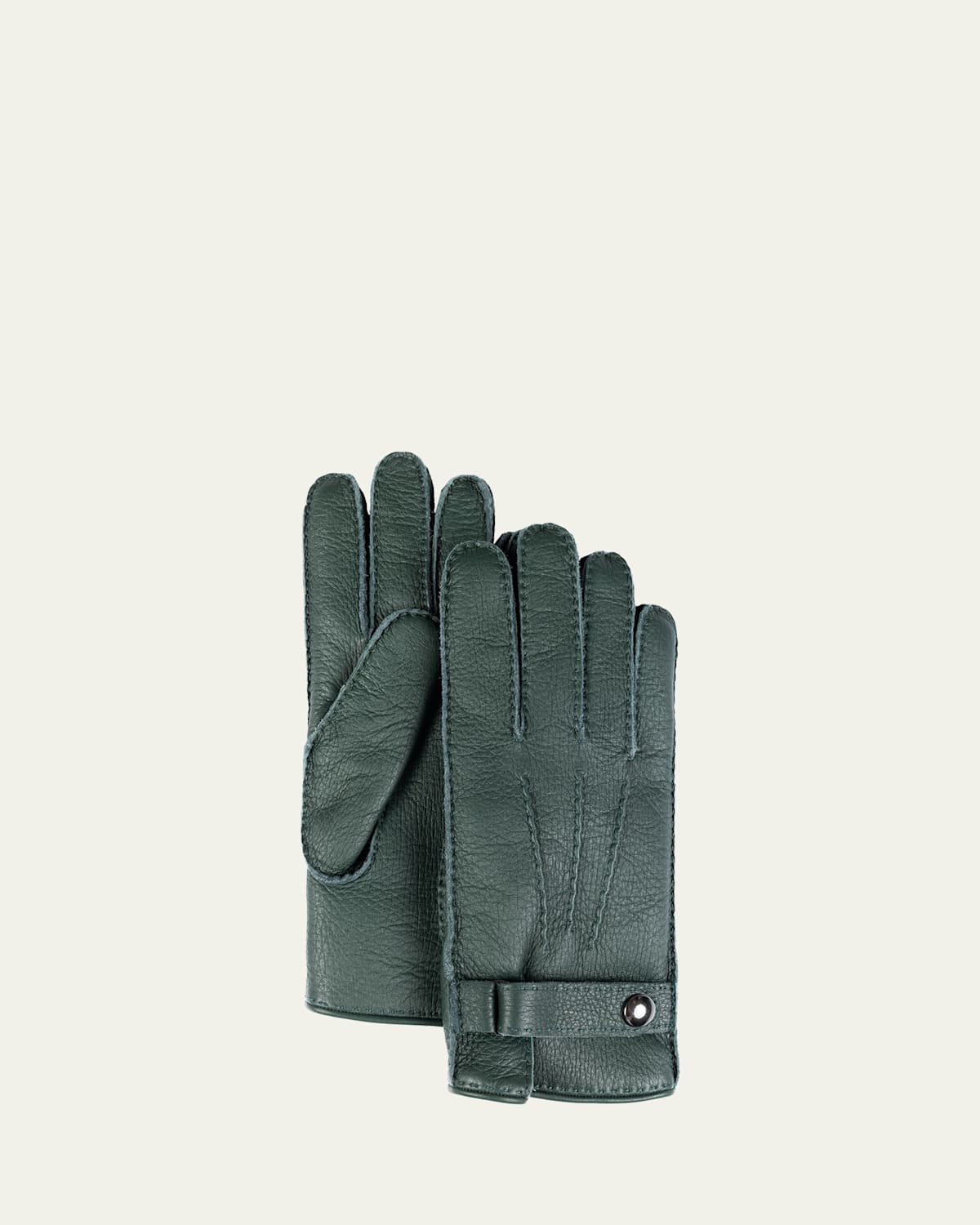 Bergdorf Goodman Men's Deerskin Leather Gloves with Cashmere-Silk Lining
