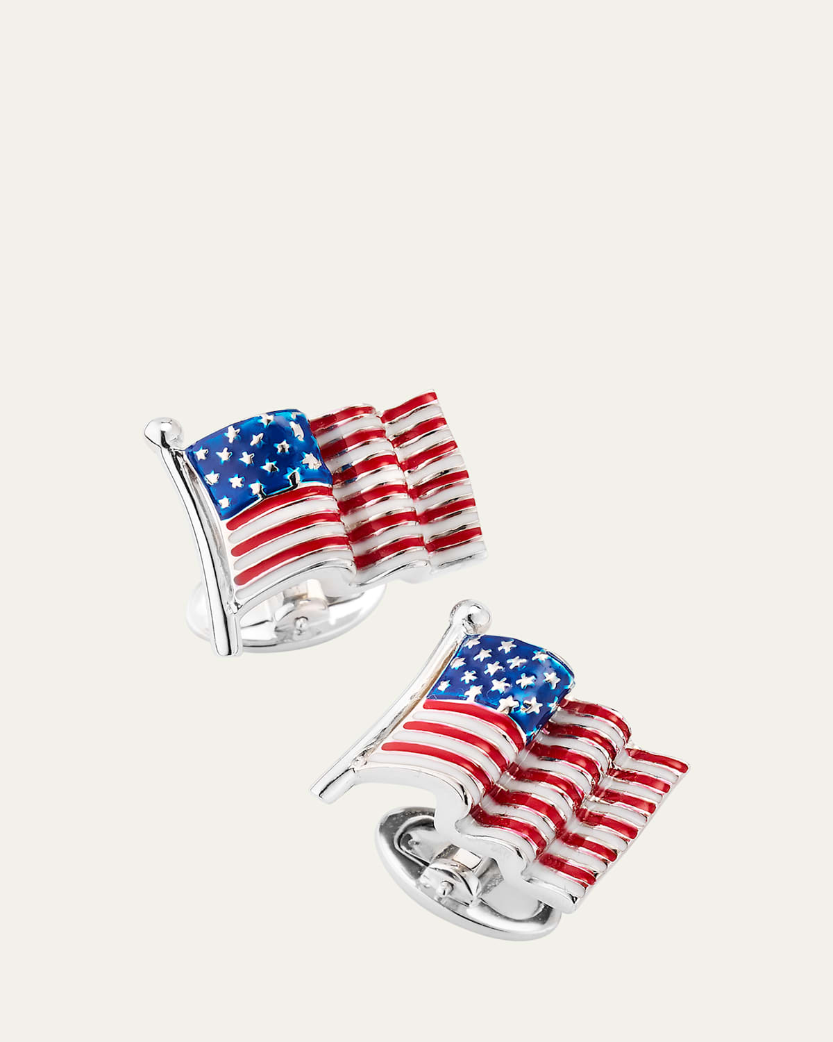 Men's Sterling Silver Enamel American Flag Cufflinks