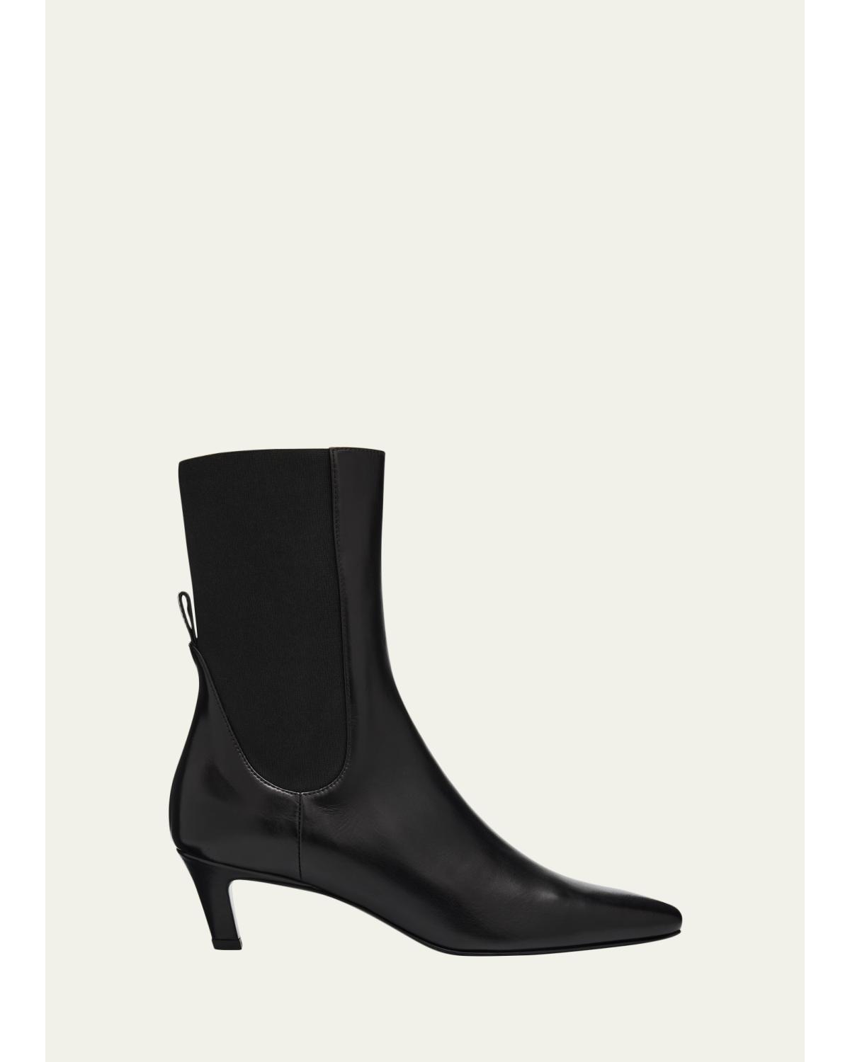 The Mid Heel Calfskin Ankle Boots