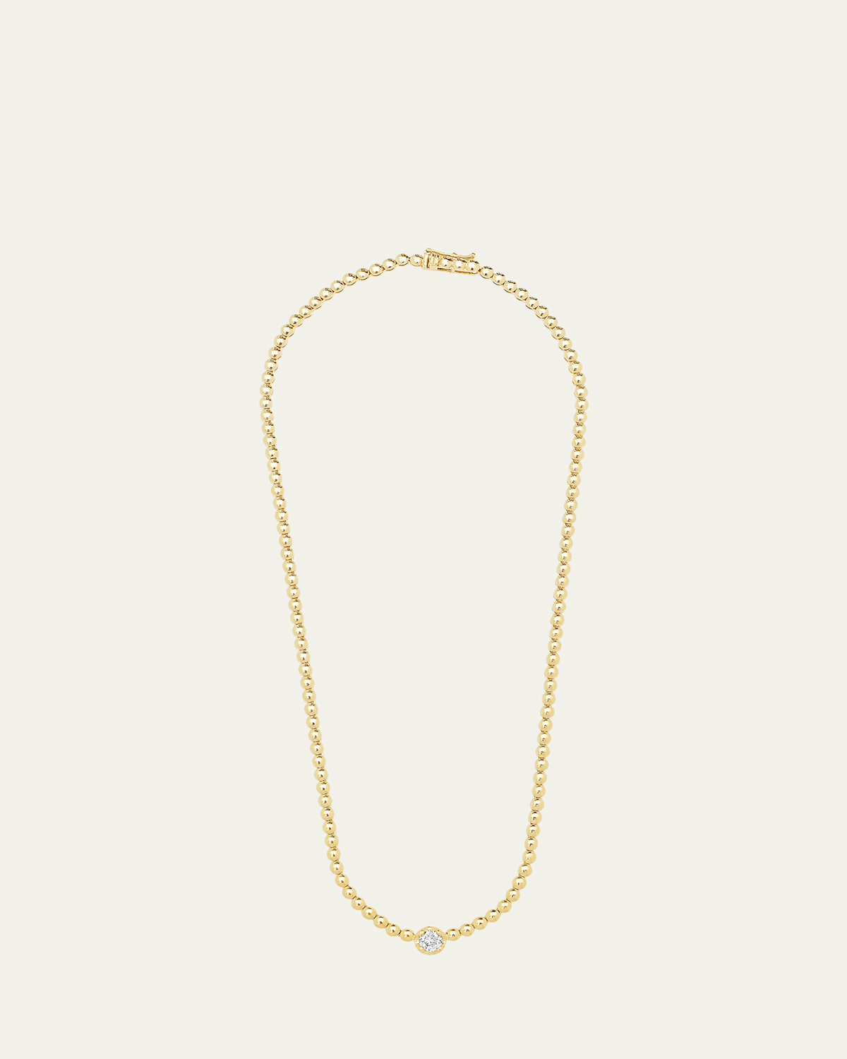 18k Gold Beaded Diamond Tennis Necklace