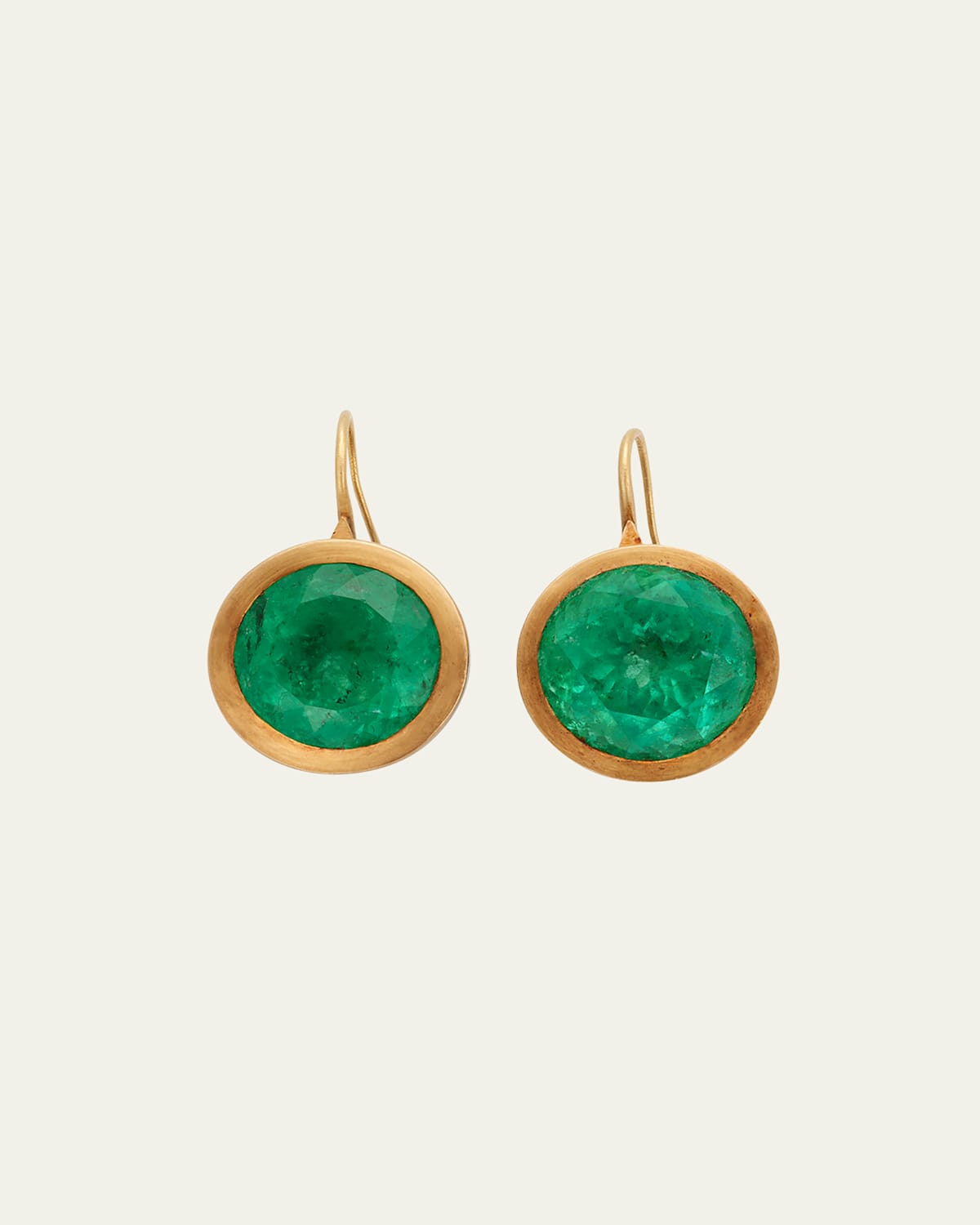 Giant Round Emerald Cone-Shape Earrings