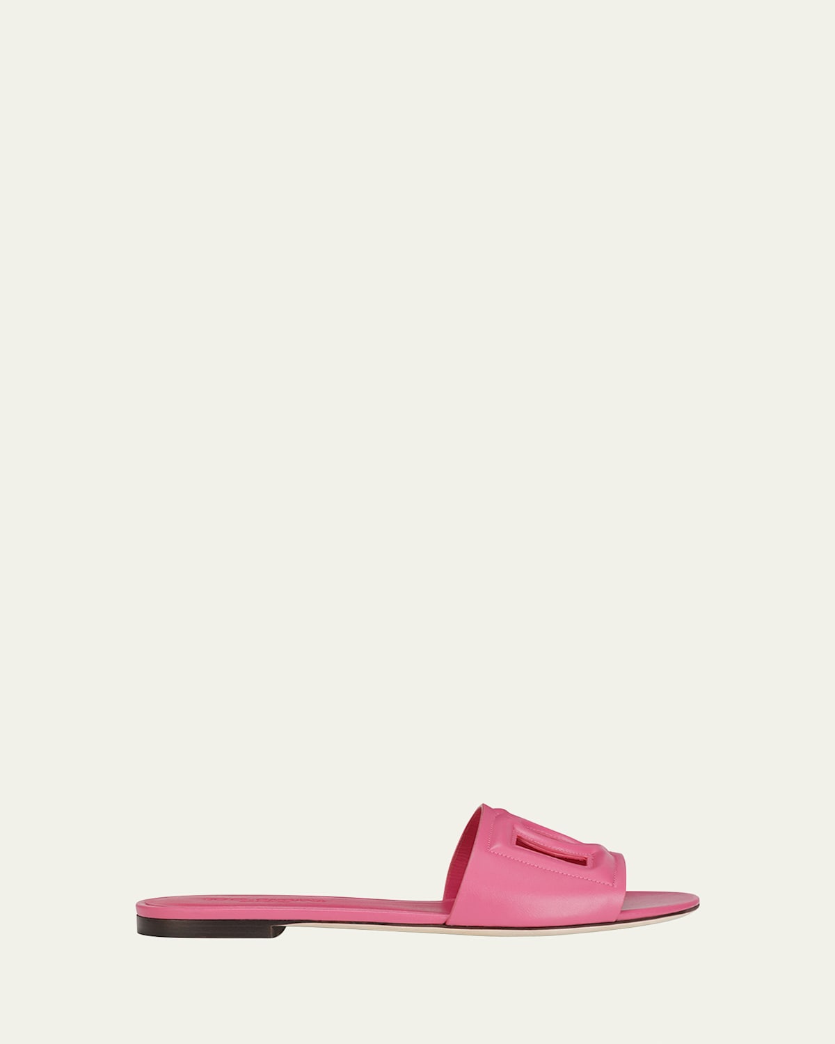 Dolce & Gabbana Dg Logo Slides In Calf Leather In Coral