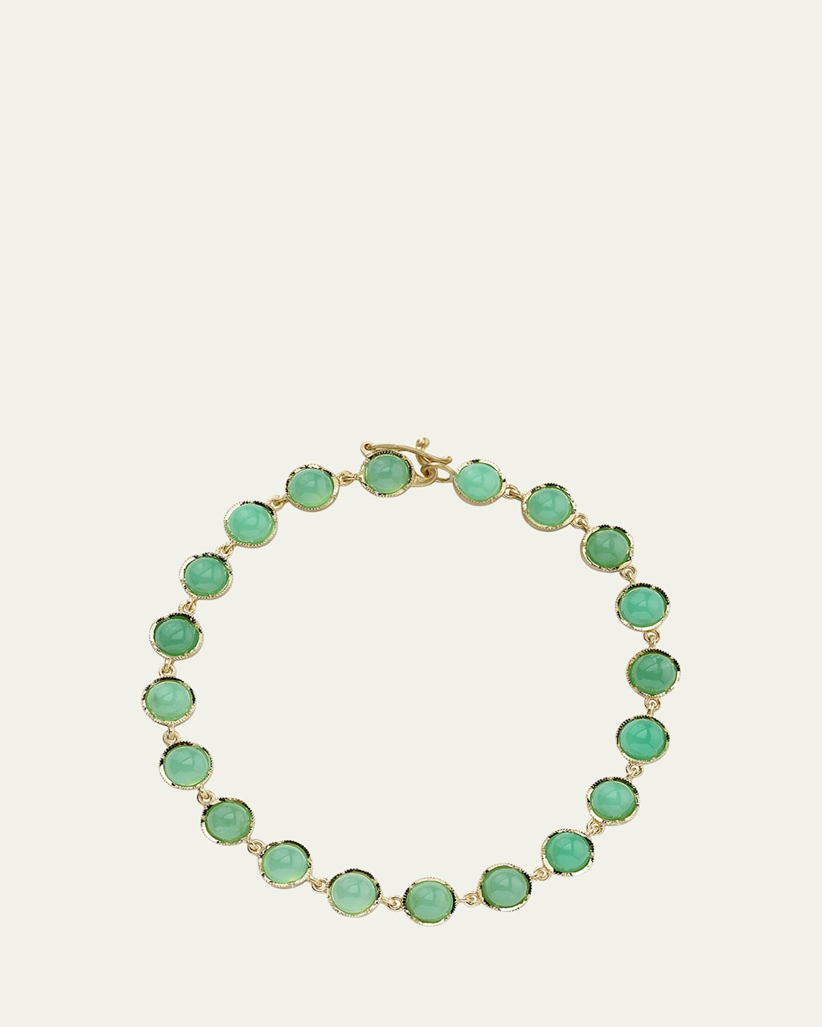 Classic 18K Yellow Gold Chrysoprase Cabochon Bracelet
