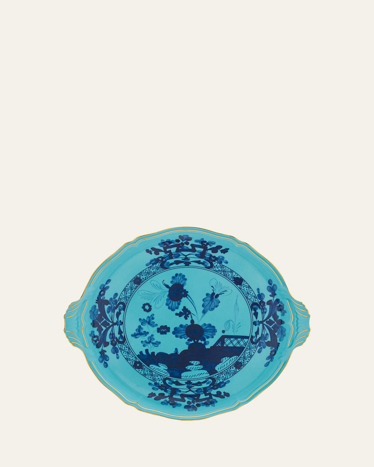 Ginori 1735 Oriente Italiano Round Cake Plate In Blue
