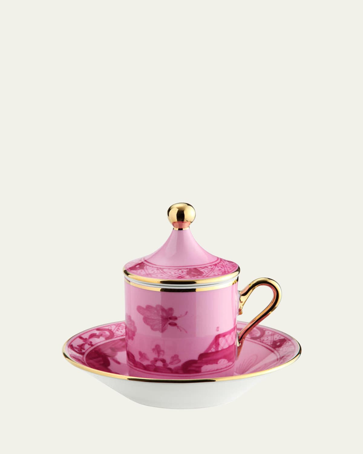 Ginori 1735 Empire-style Coffee Cups & Saucers, Set Of 2 - Pink In Pink