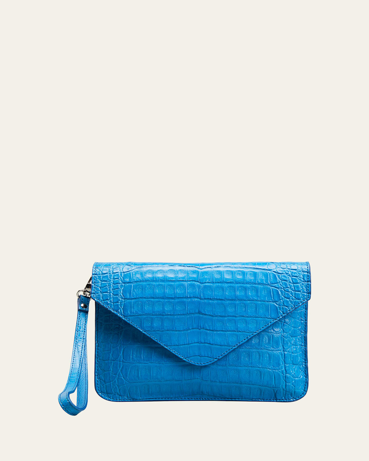 Crocodile Pouch Wristlet Clutch Bag with Crossbody Strap