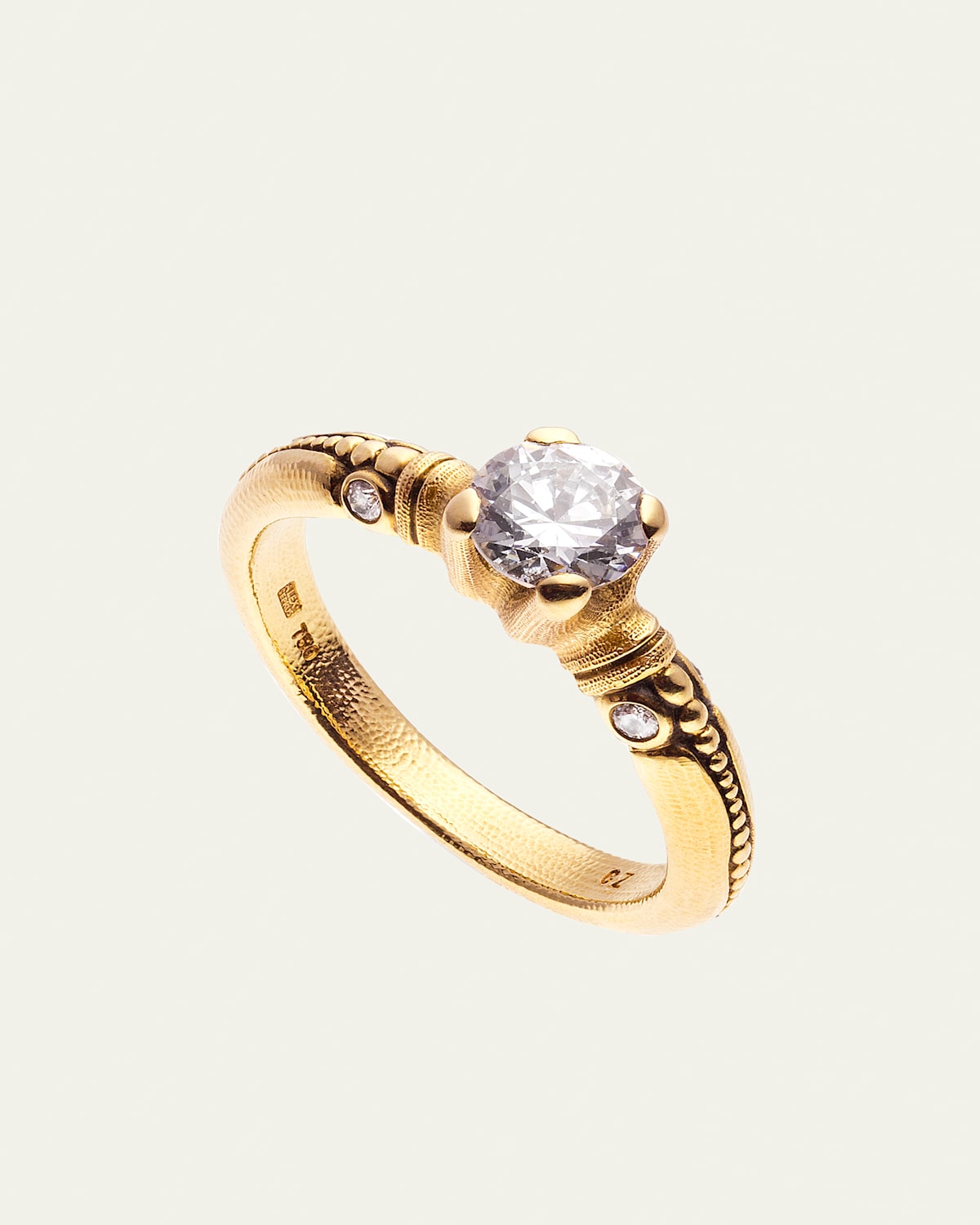 18K Bubbles Cubic Zirconia Solitaire Ring
