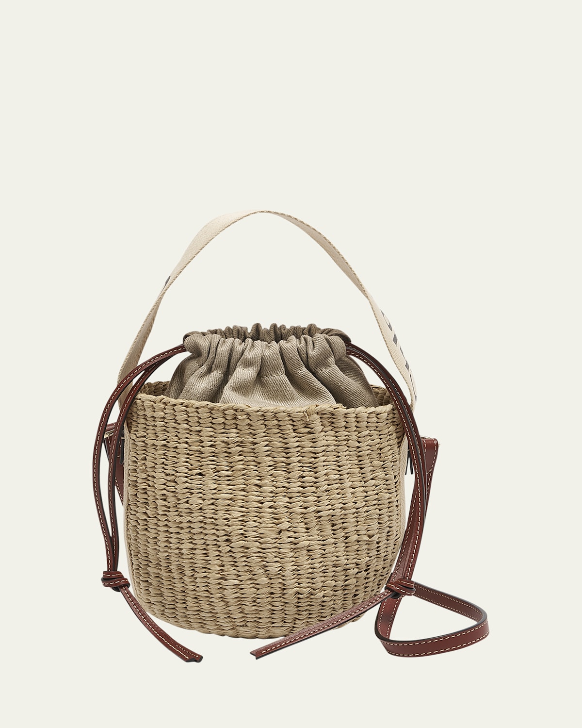 Woody Small Mifuko Basket Bag in Fair Trade Paper Embellished with Linen