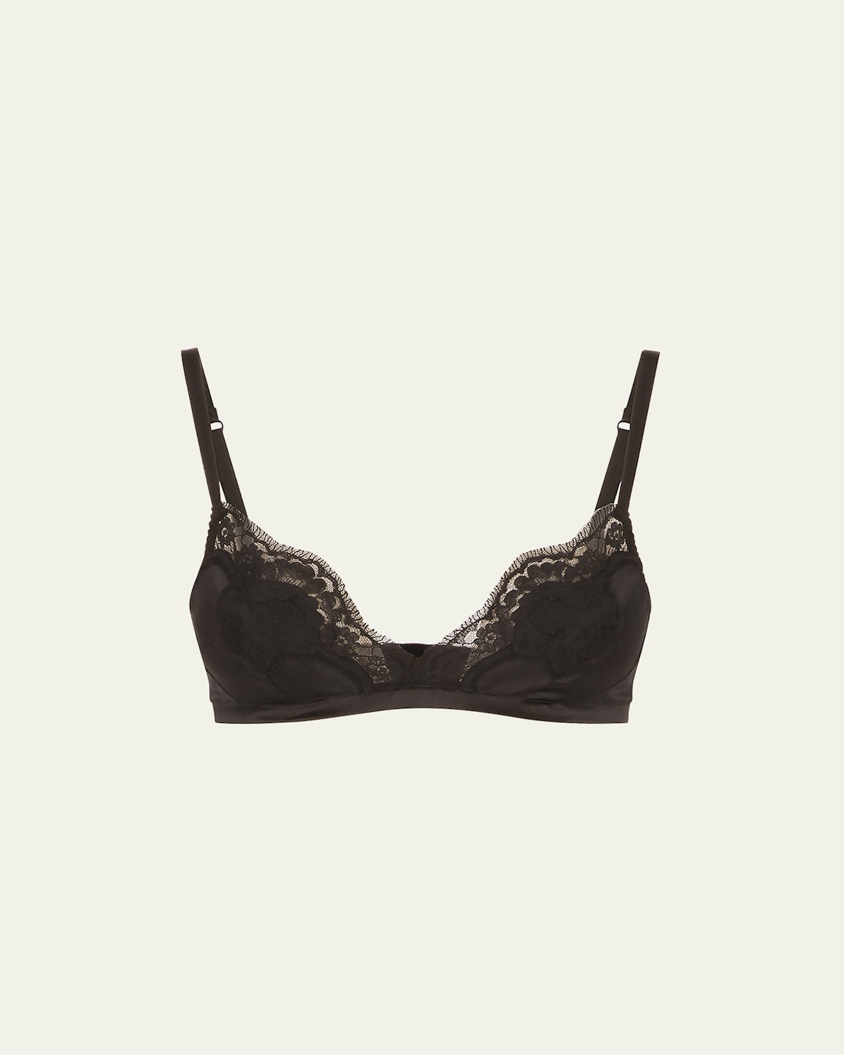 Dolce & Gabbana Satin Lace-trim Soft Triangle Bra In Nero
