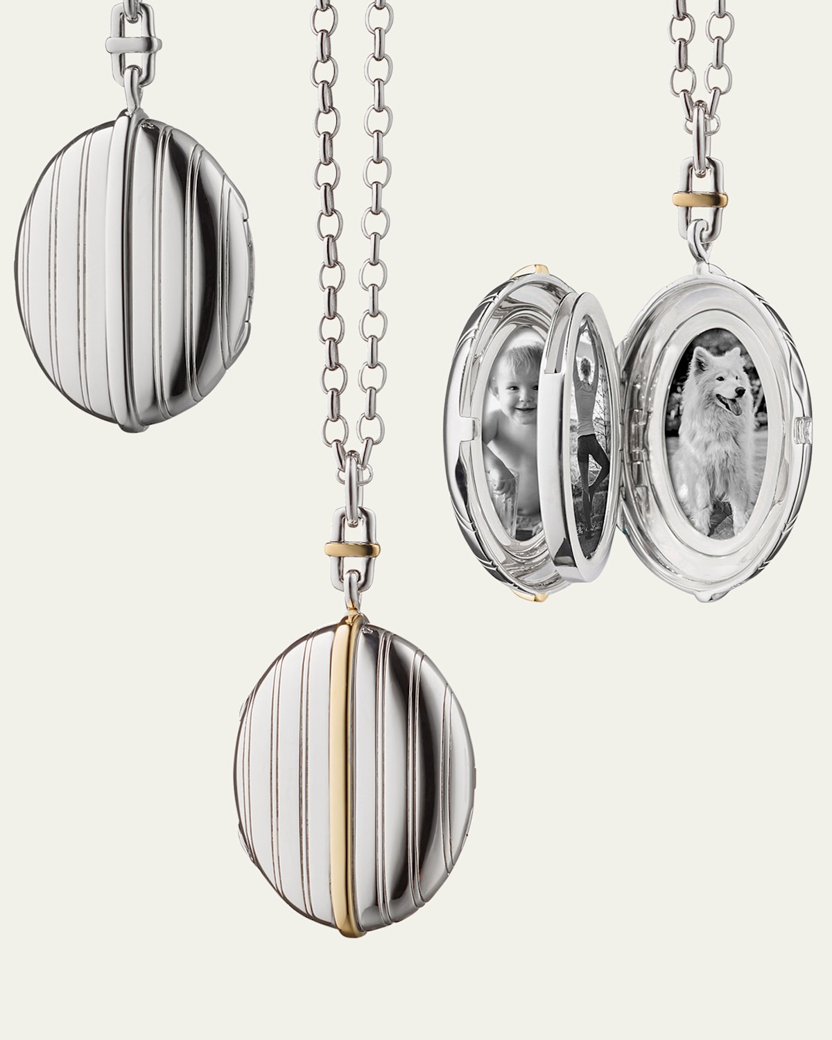 Monica Rich Kosann Two-Tone Four Image Pinstripe Locket