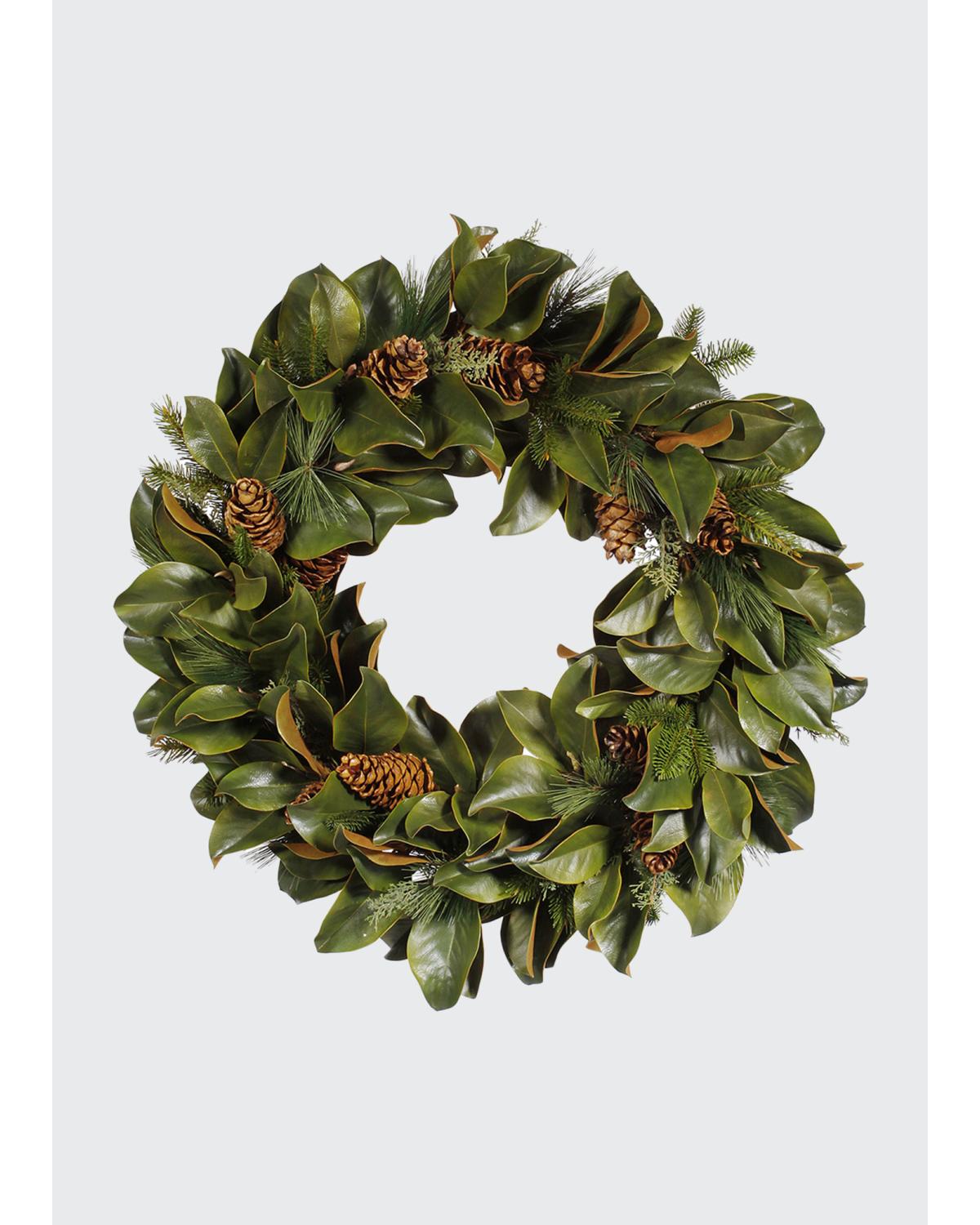 Winward Home Magnolia & Mixed Pine Wreath In Green