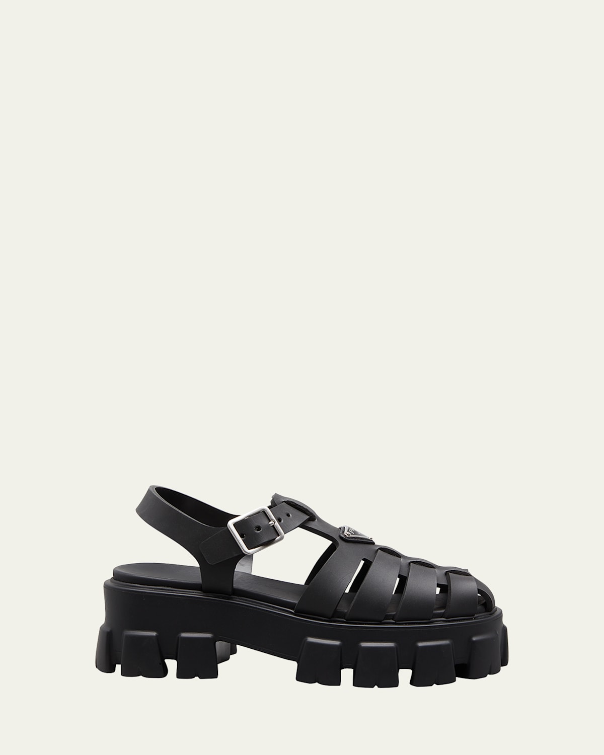 Shop Prada Rubber Logo Chunky-sole Fisherman Sandals In Black