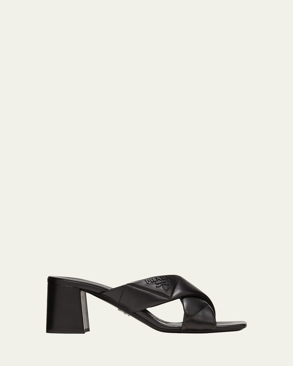 Prada Logo Leather Sandals In Nero