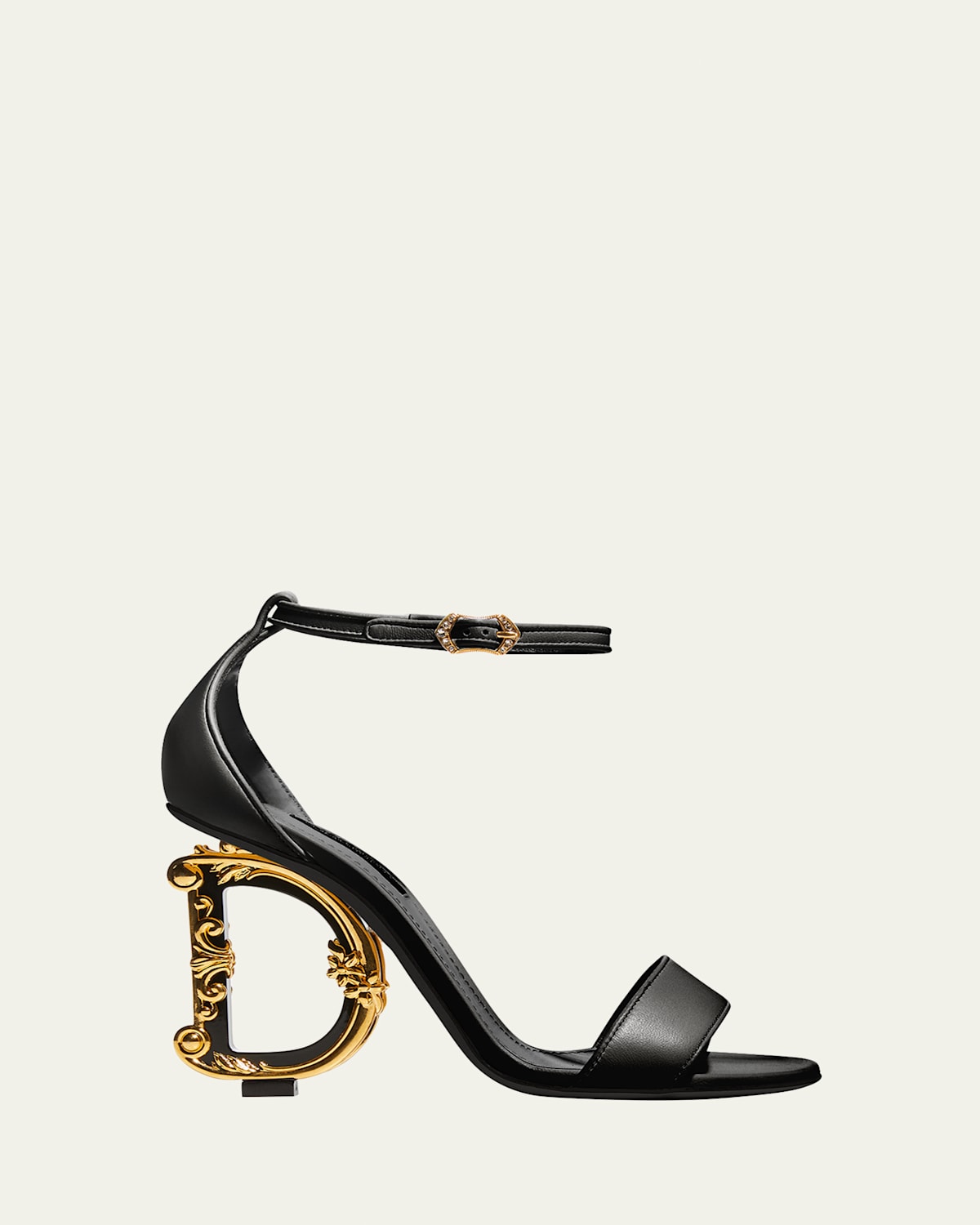 Shop Dolce & Gabbana Leather Barocco-heel Sandals In Black