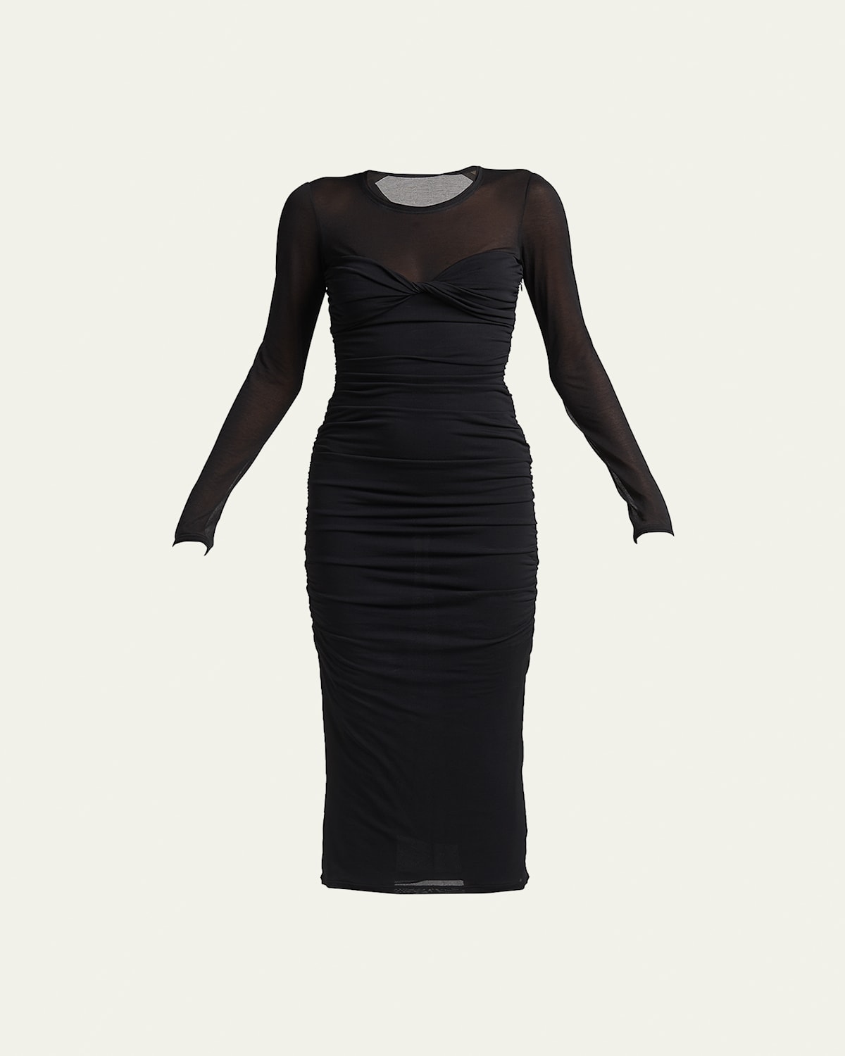 Ruched Twist-Bustier Midi Dress