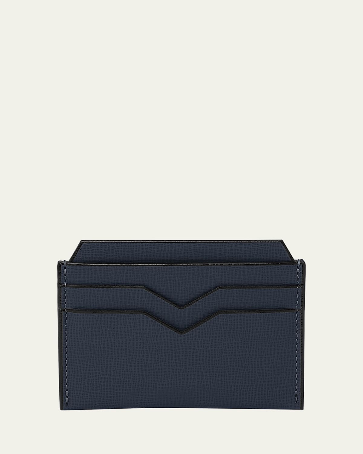 Valextra Men's 4 Card Holder In Dark Blue Bb