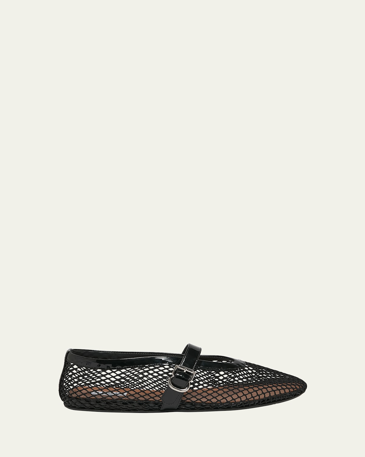 Shop Alaïa Mesh Mary Jane Ballerina Flats In Noir