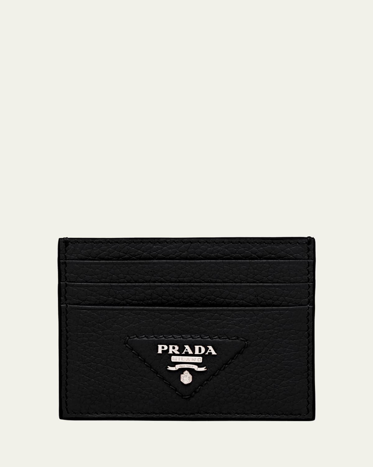 Prada Triangle Logo Patent Leather Wallet In Nero