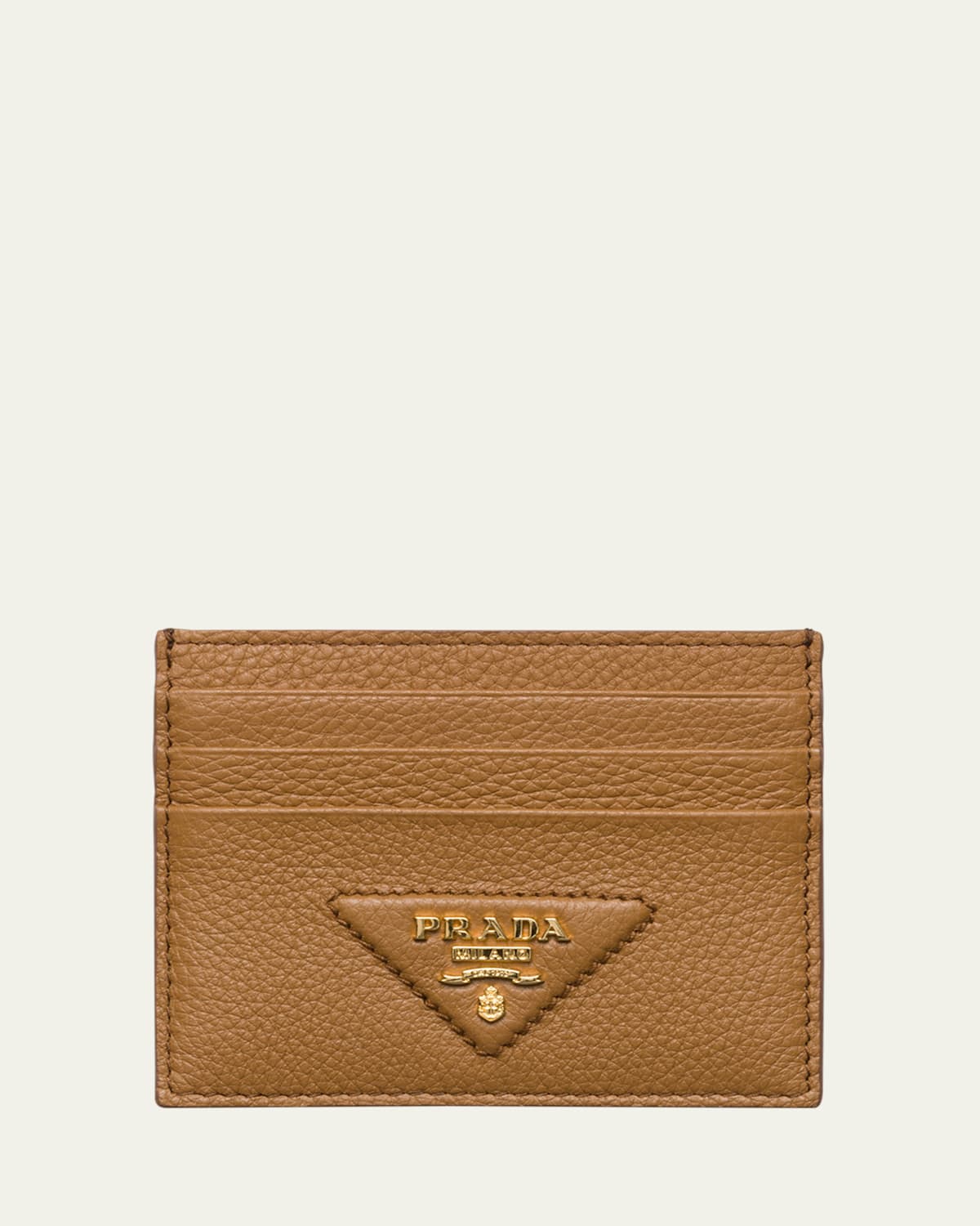 Prada Triangle Logo Leather Card Holder
