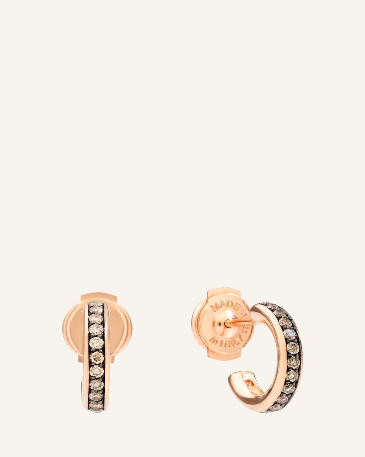 Together 18K Rose Gold Brown Diamond Mini Hoop Earrings