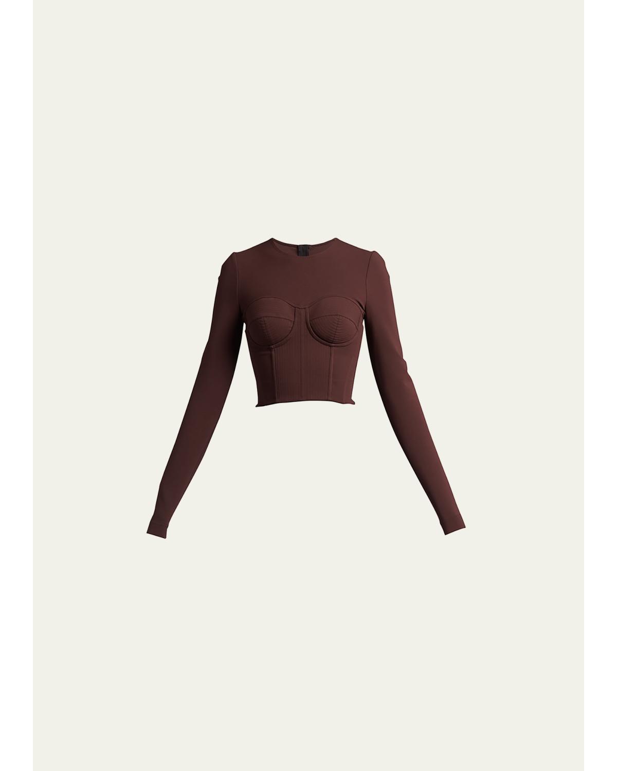 Long-Sleeve Corset Bustier Top