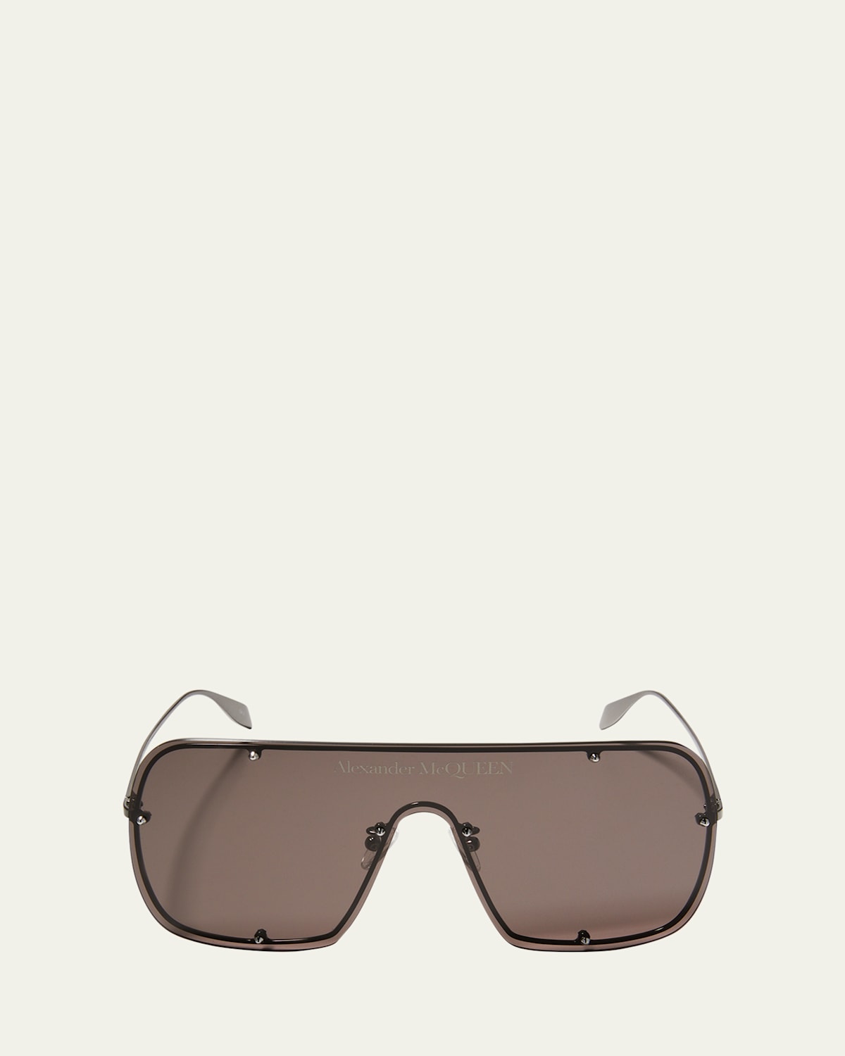 Studded Logo Metal Shield Sunglasses