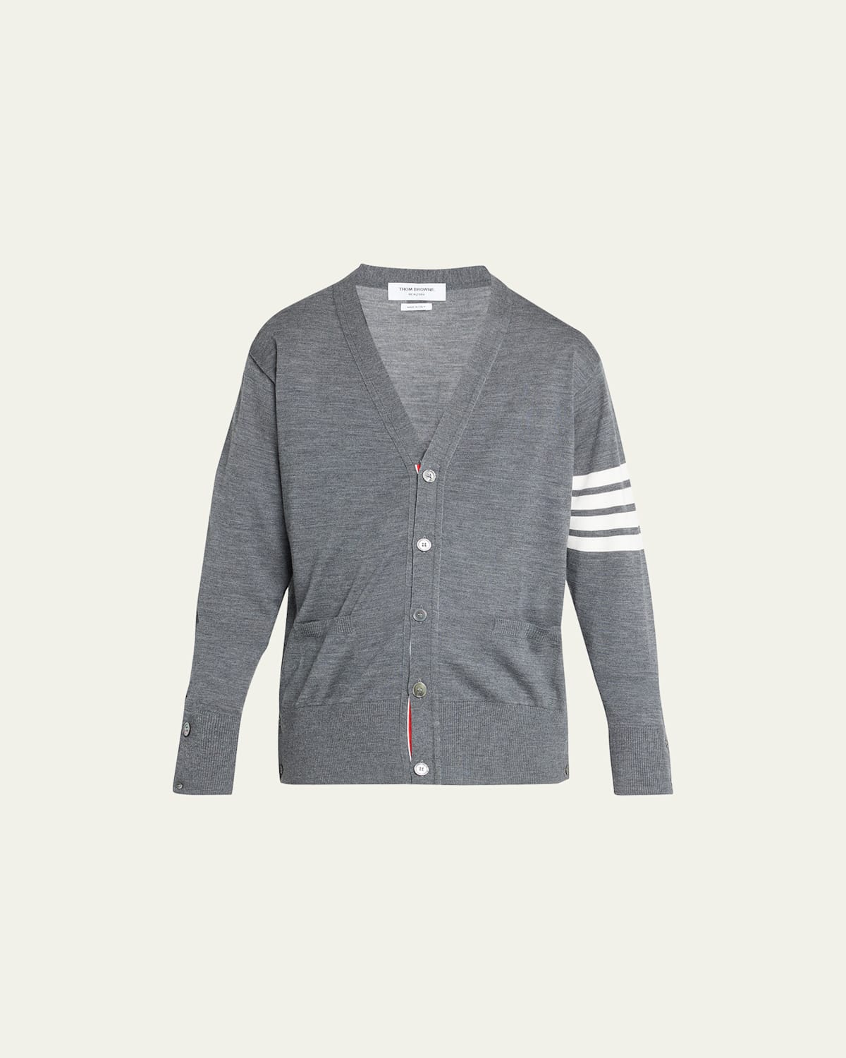 Thom Browne Men's 4-bar Wool Cardigan Sweater In Md Gre