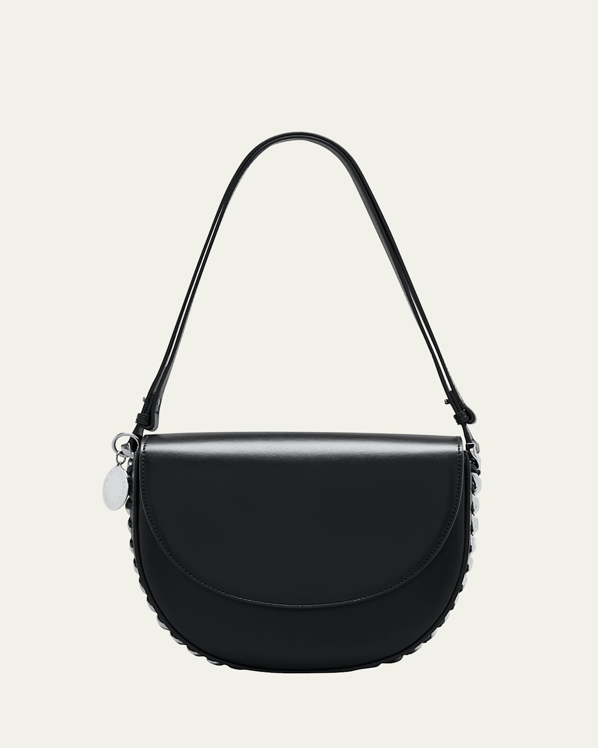 Stella Mccartney Medium Flap Saddle Shoulder Bag In Black
