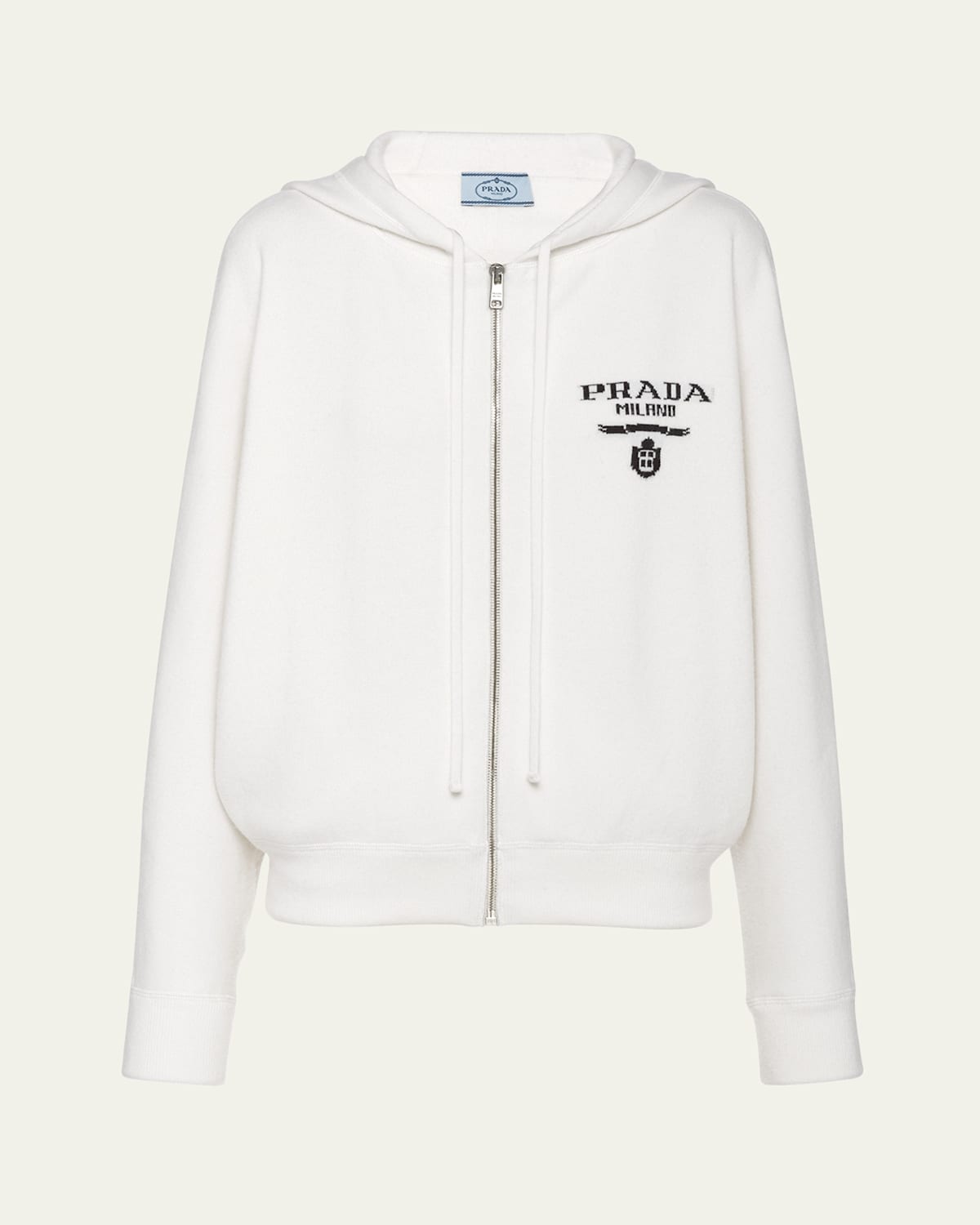 Cashmere Zip-Up Sweatshirt with Logo Detail