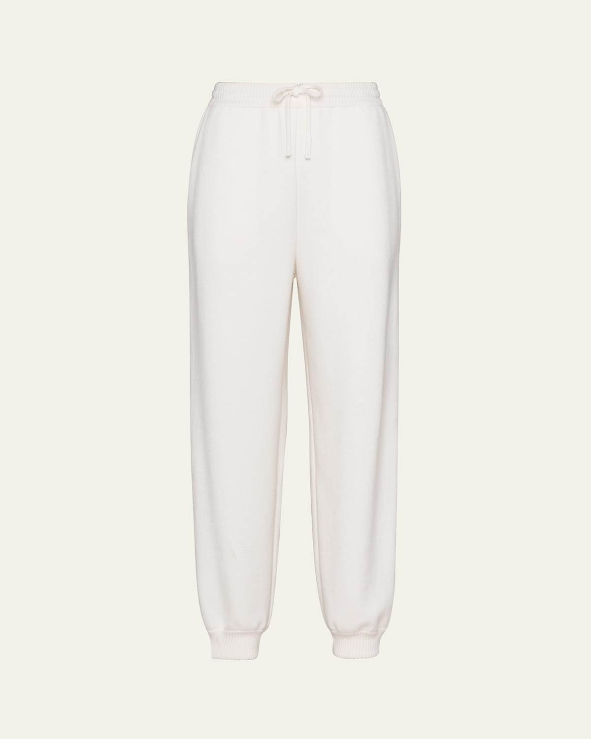 Prada Cashmere Jogger Pants With Logo Detail In Bianco