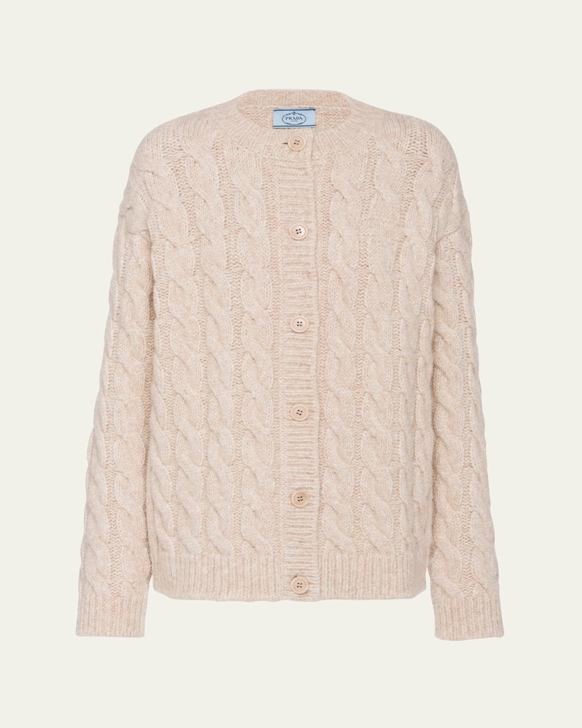 Prada Braided Wool Cardigan In Cera