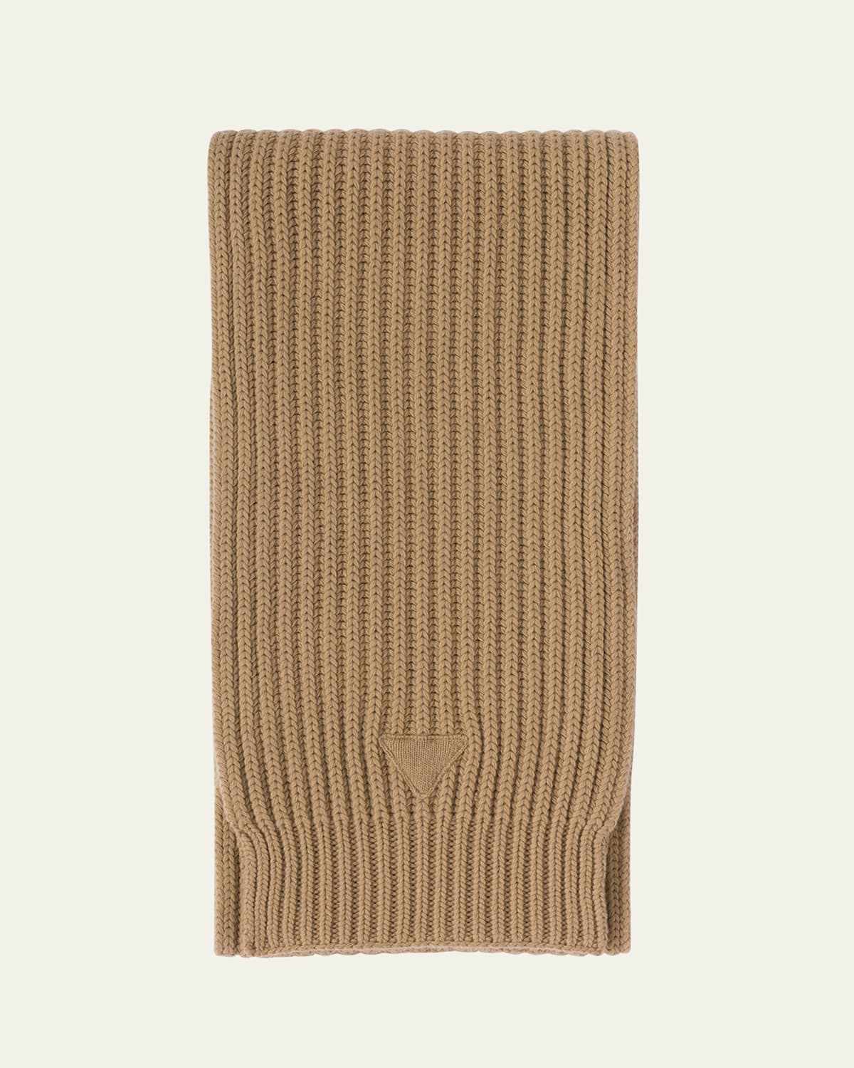 Prada Cashmere And Wool Knit Scarf In Cammello