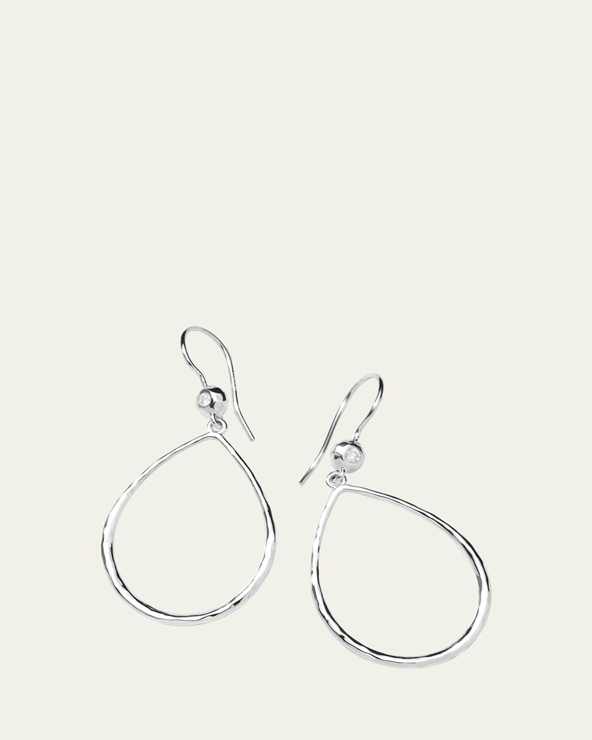 Teardrop Earrings in Sterling Silver with Diamonds